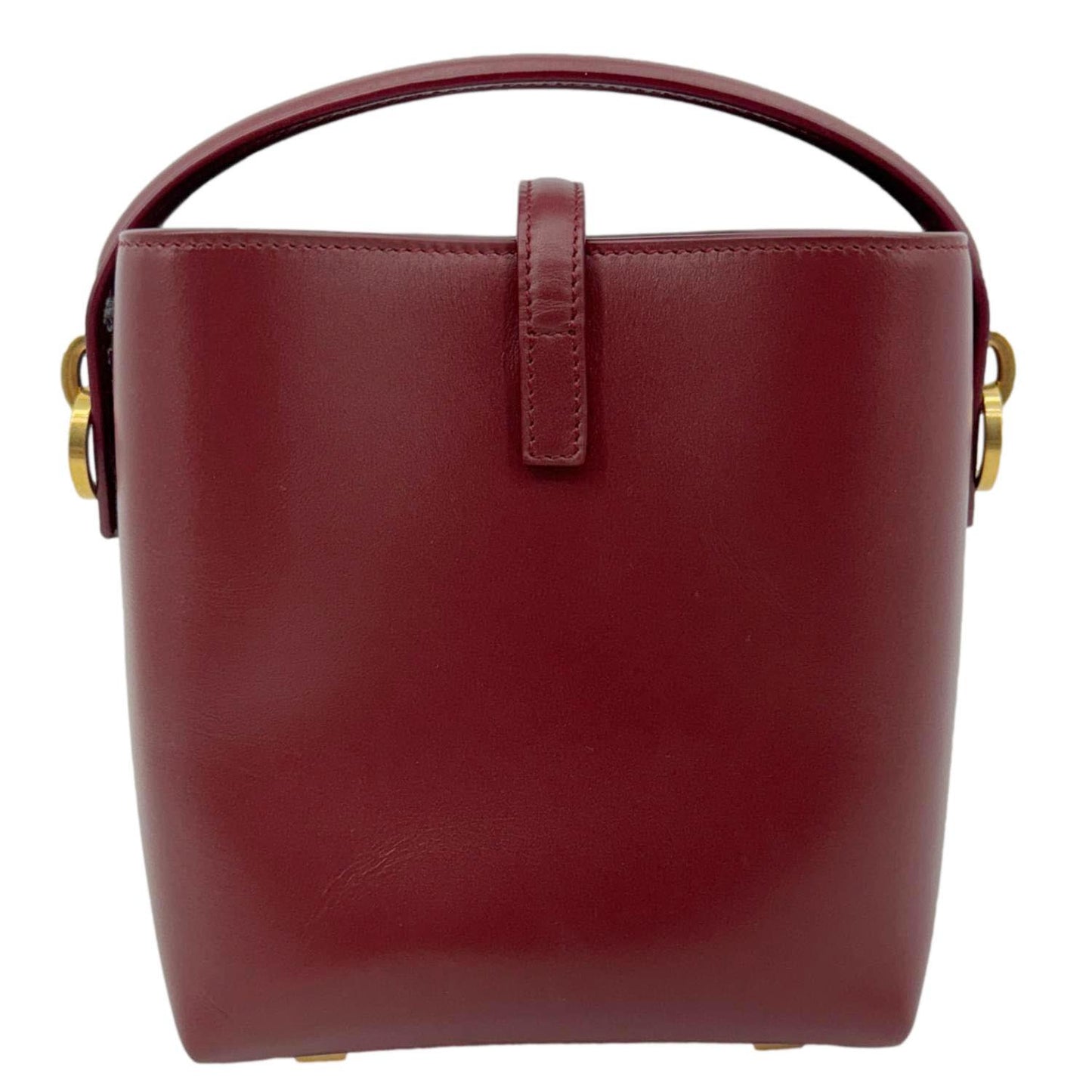 YSL Saint Laurent Yves Le Shiny Bag Burgundy Leather Mini Bucket Bucket Bag