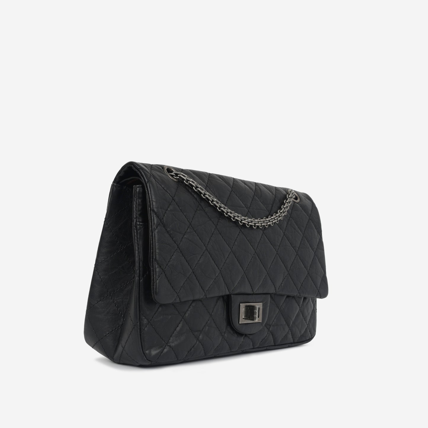 Chanel - Maxi 2.55 Handbag - Black Quilted Aged Calfskin RHW - 2011 -
