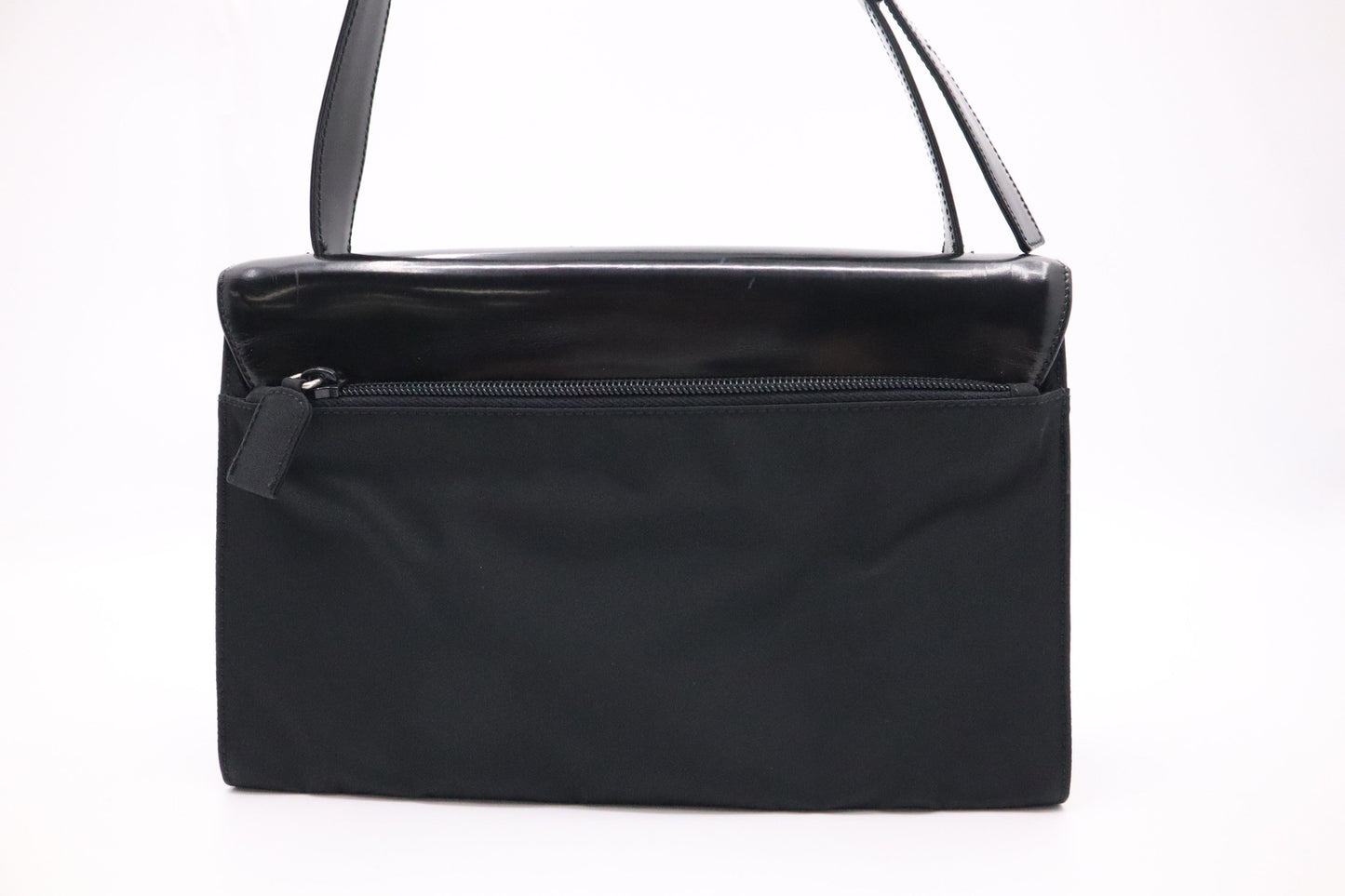 Prada Shoulder Bag In Patent And Leather Nylon
