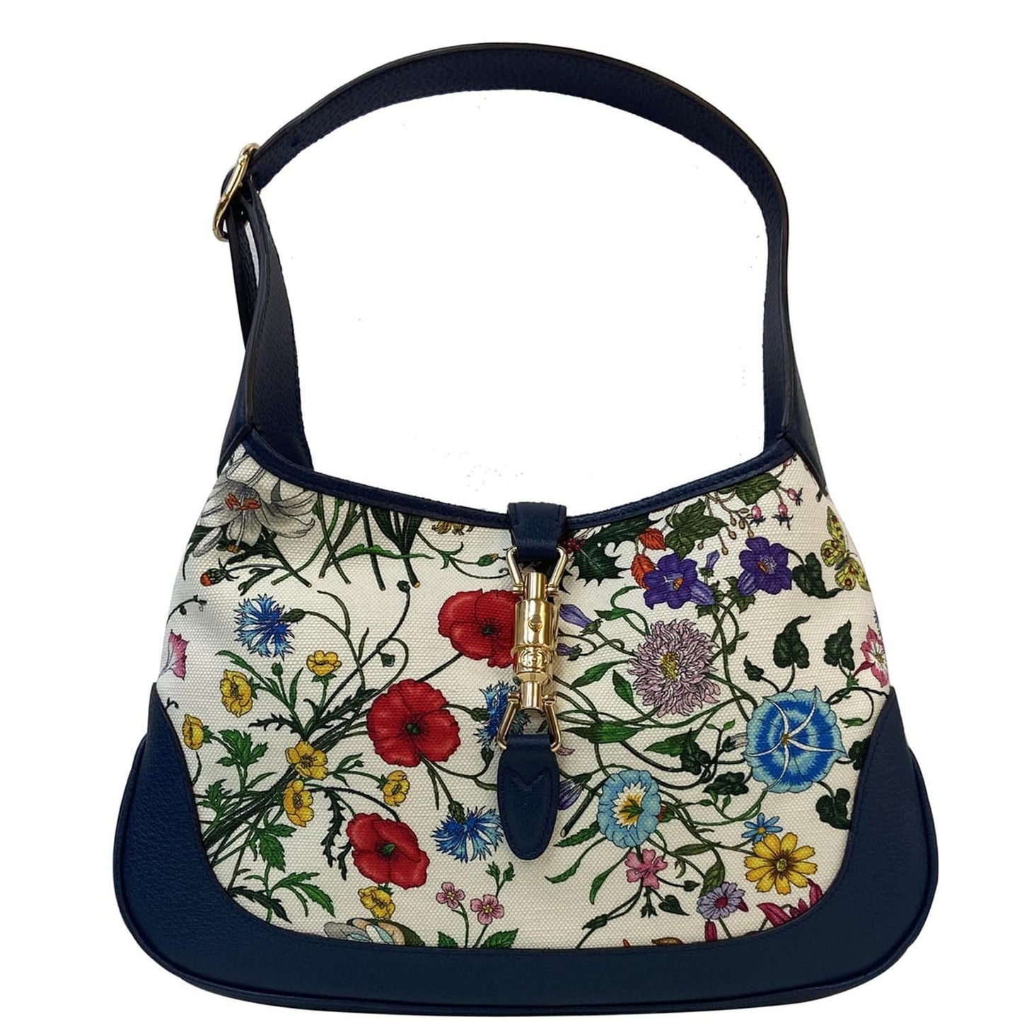 Gucci Flora Jackie Hobo Bag Last Call Canvas Blue Travel Bag
