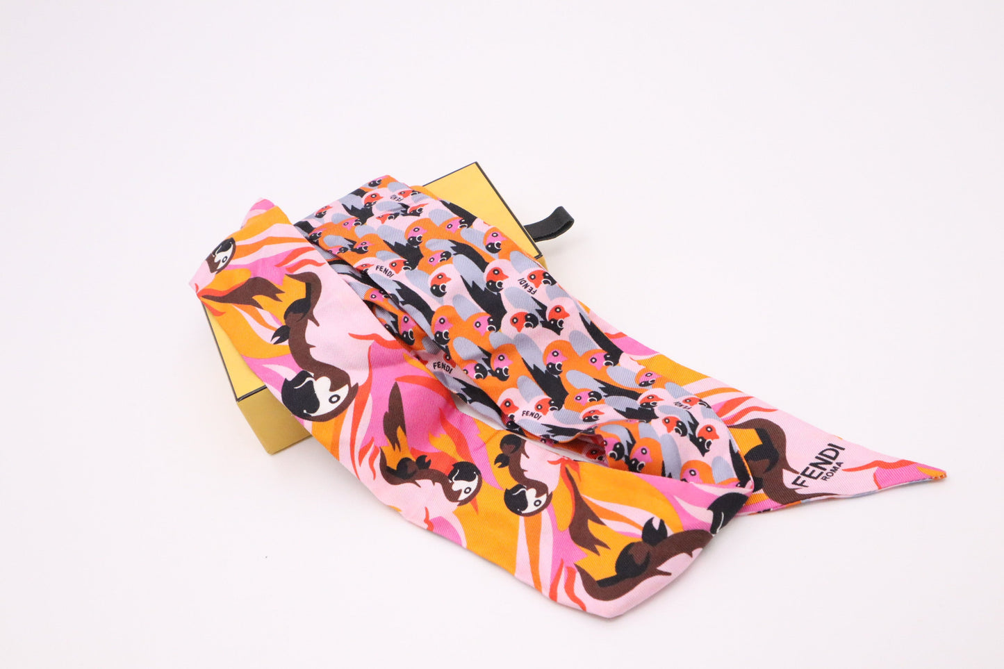 Fendi Twilly In Silk Handbag Pink Scarf