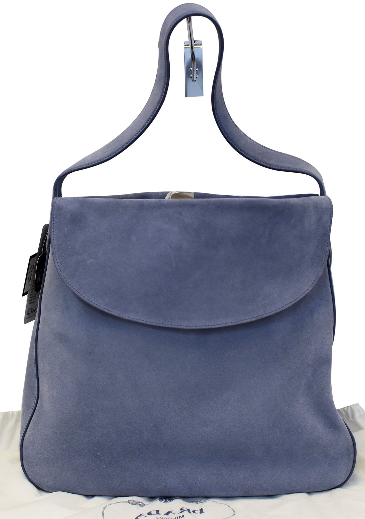 Prada Daino Hobo Bag Sky Leather Suede Vitello