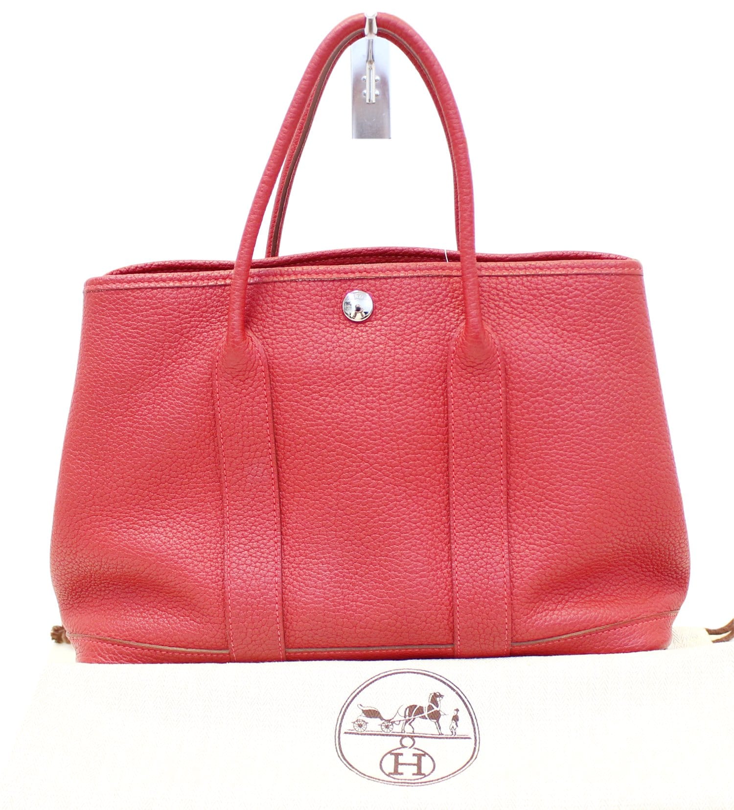 Hermes Negonda Garden Party Tote Bag Leather Red