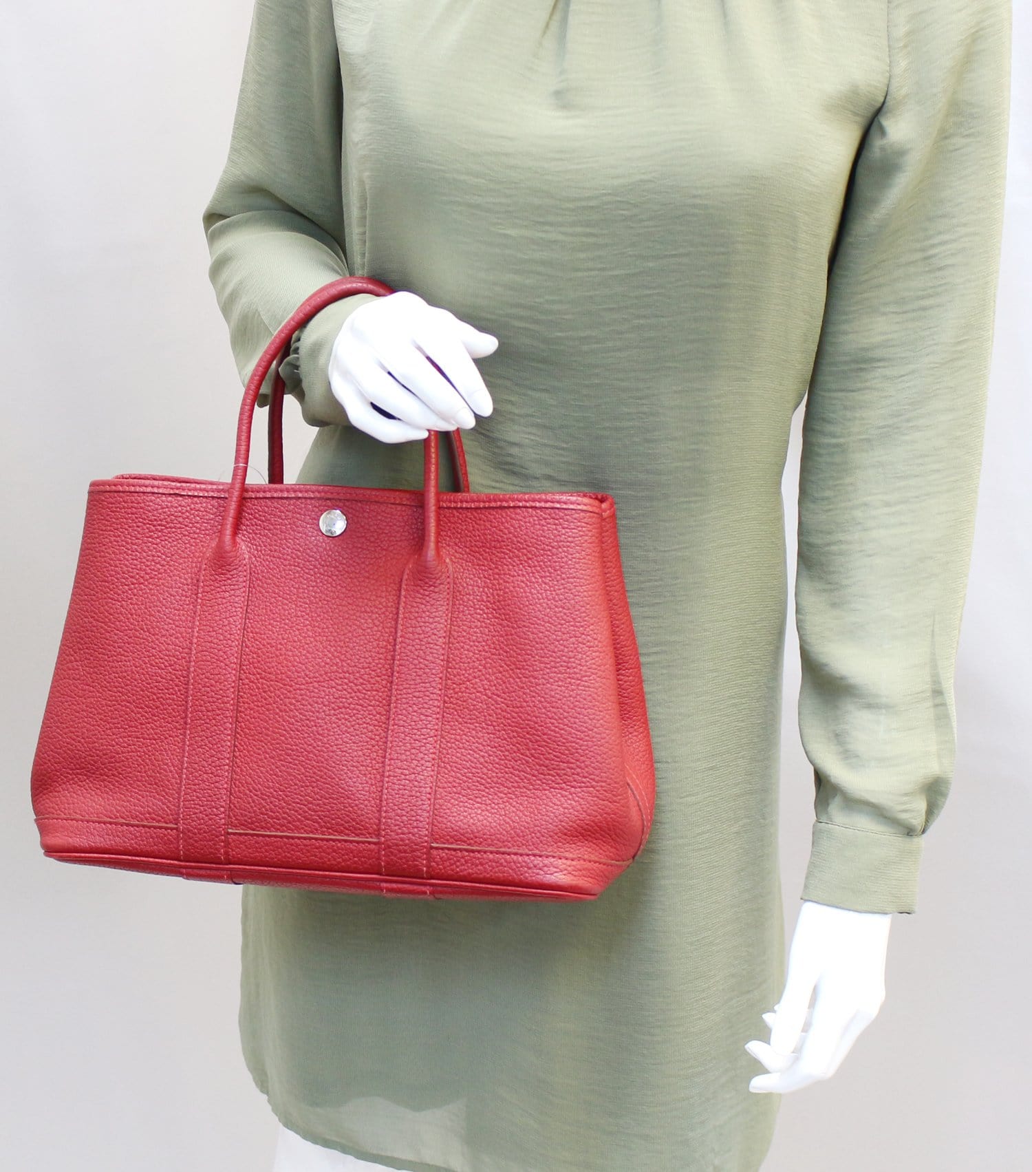Hermes Negonda Garden Party Tote Bag Leather Red