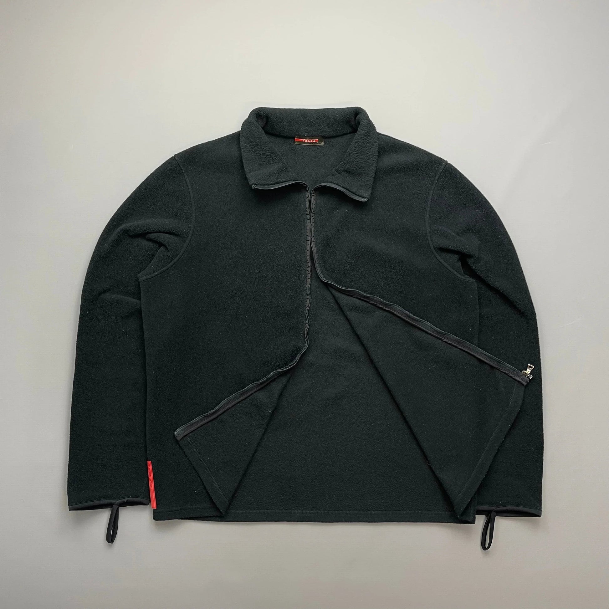 Prada Handbag Sport Lightweight Panel Fleece Jacket Nylon Black
