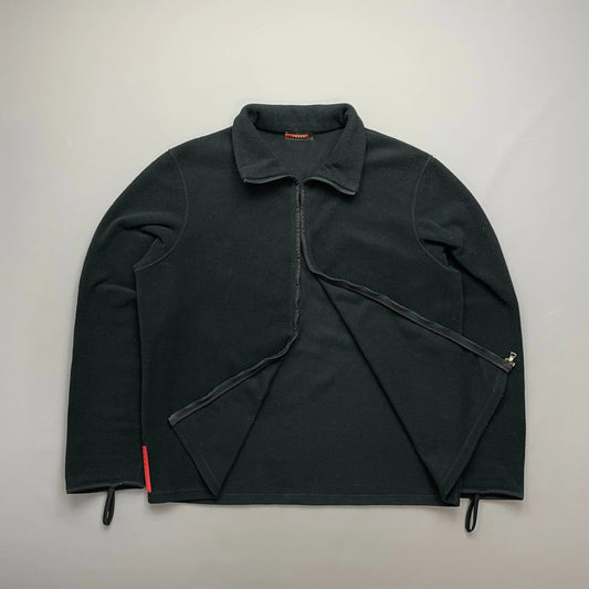 Prada Handbag Sport Lightweight Panel Fleece Jacket Nylon Black