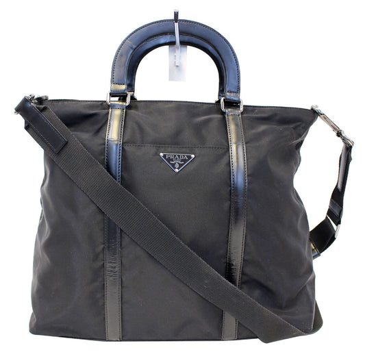 Prada Tessuto And Saffiano Crossbody Bag Leather Nylon