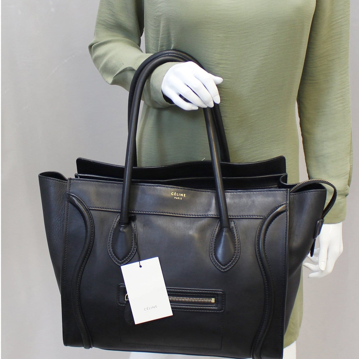 Phantom Luggage Calfskin Tote Bag Leather Black