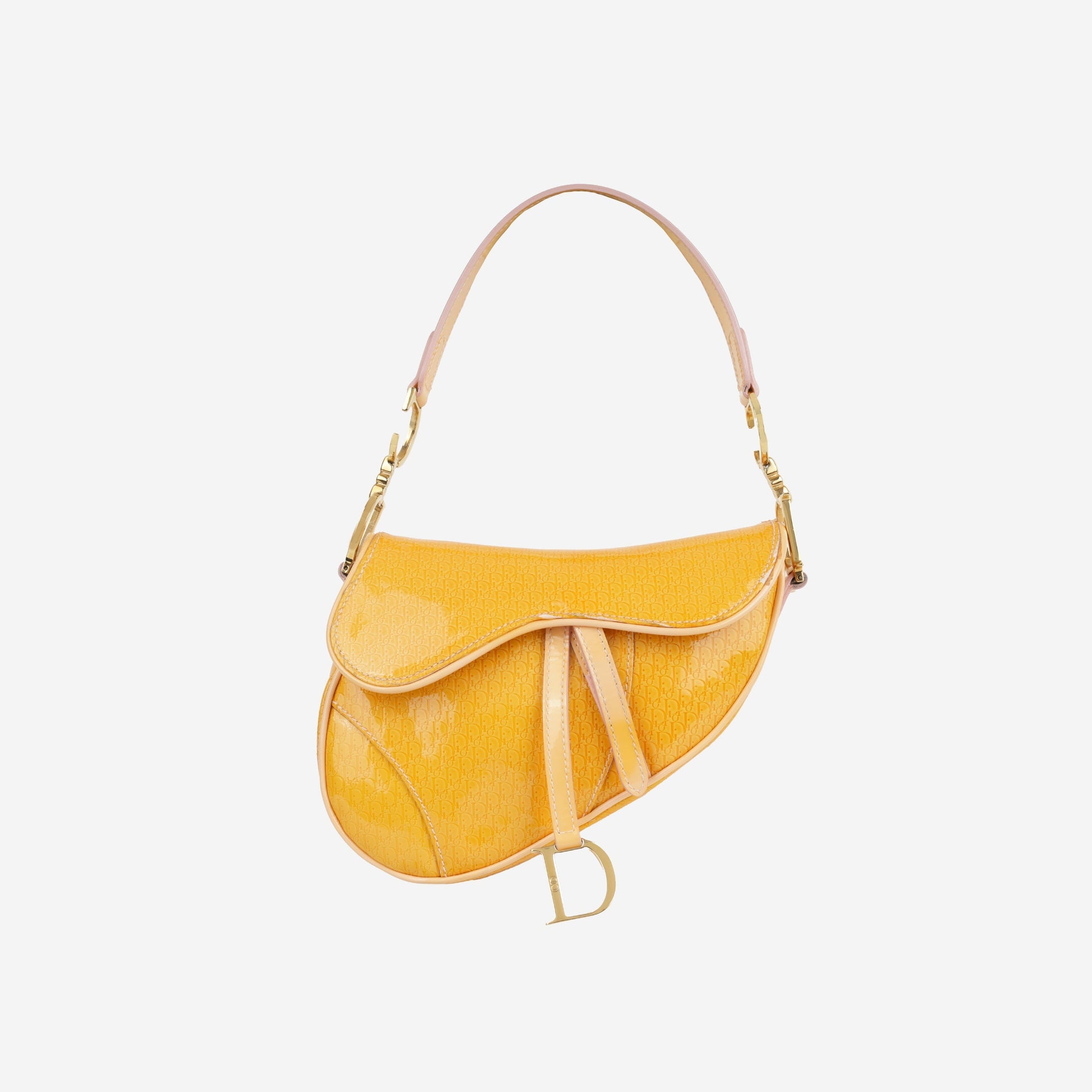Dior Christian Saddle Bag Mini Shoulder Bag Patent Leather Ghw