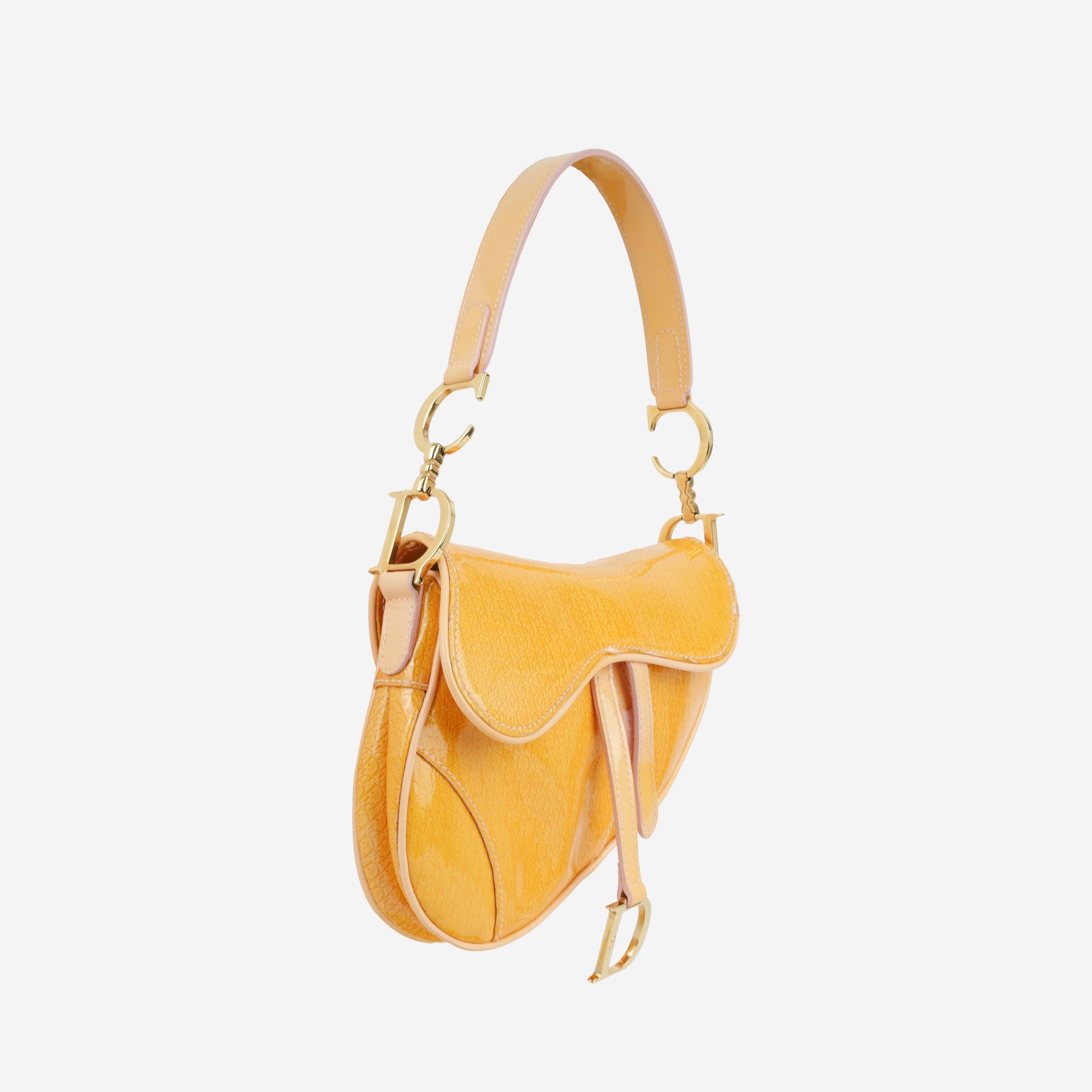 Dior Christian Saddle Bag Mini Shoulder Bag Patent Leather Ghw