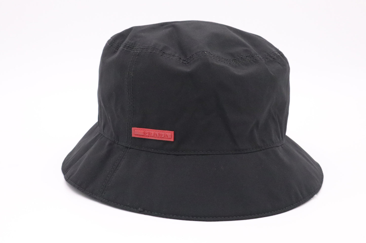 Prada Hat In Handbag Nylon Black Bucket Bag