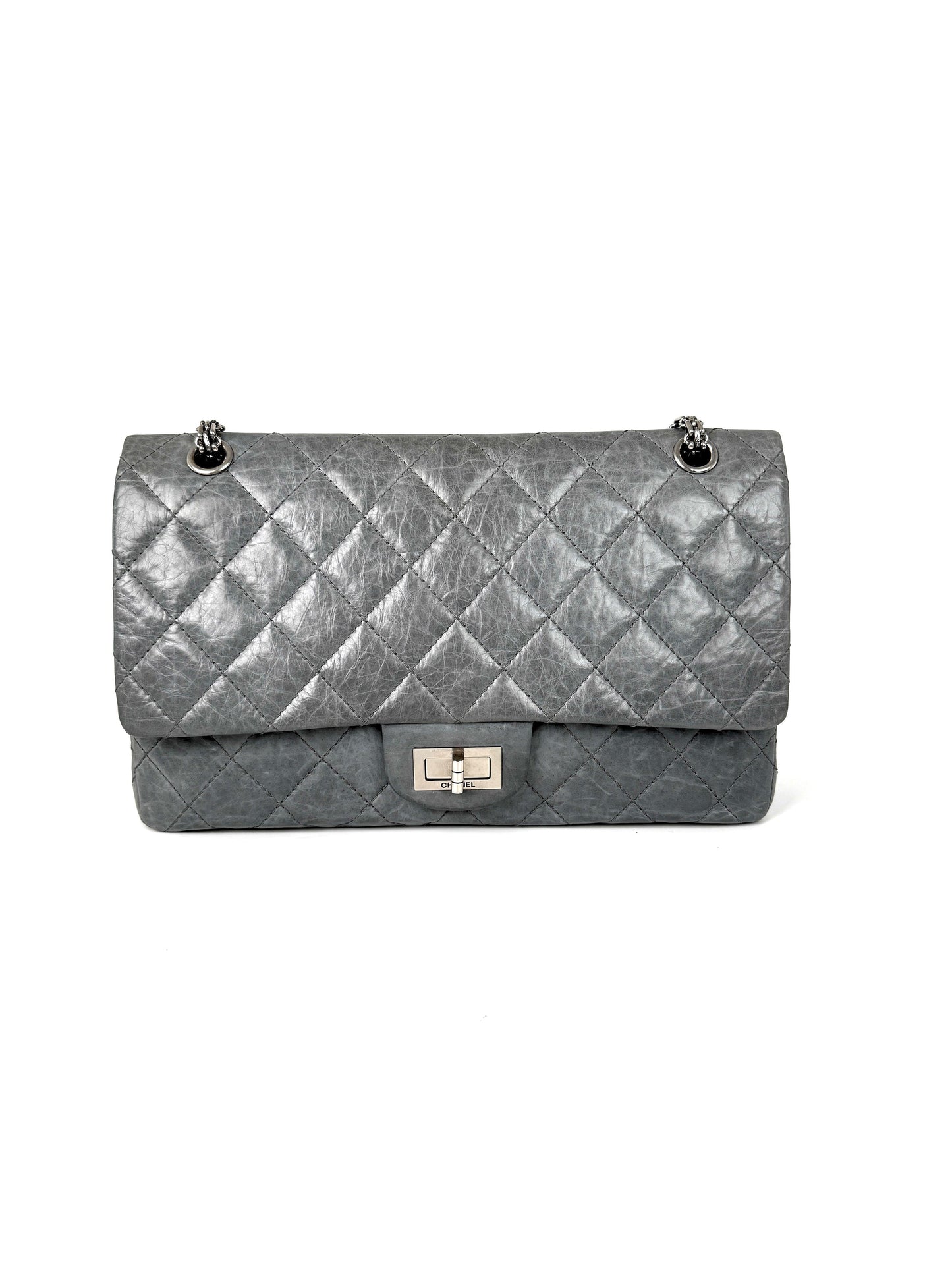 Chanel Gray 227 Reissue 2.55 Leather Shoulder Crossbody Bag
