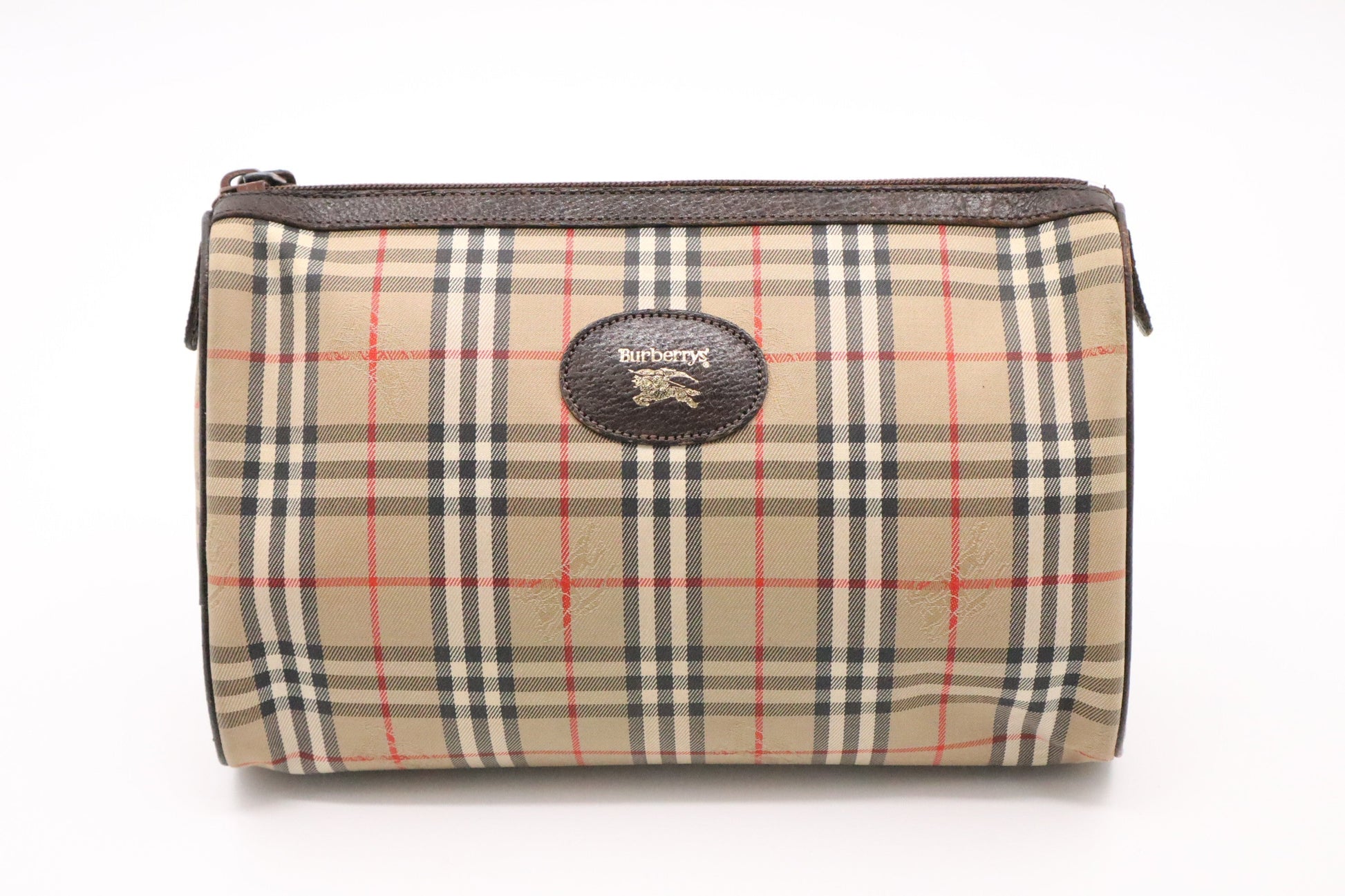 Burberry Clutch In Check Canvas Brown Clutch Bag