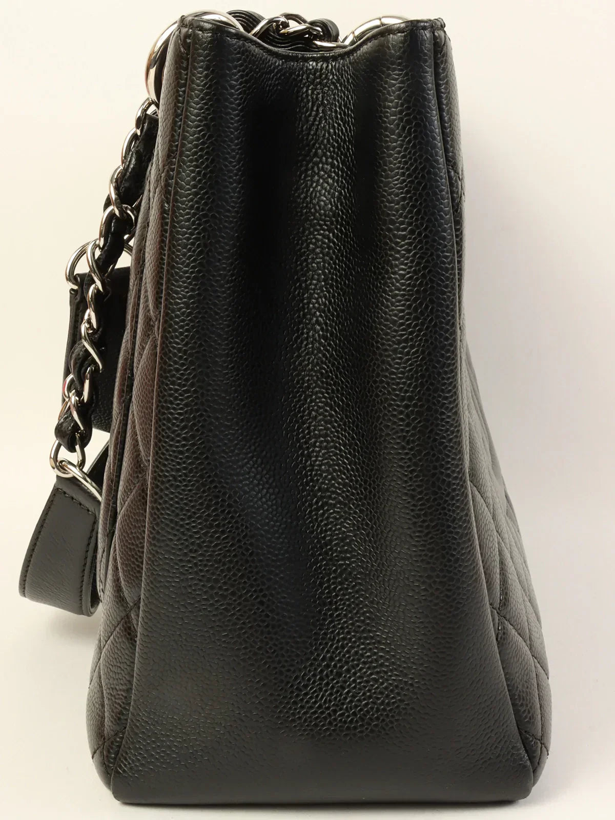 Chanel Around  Made Caviar Skin Cc Mark Stitch Chain Tote Bag Black