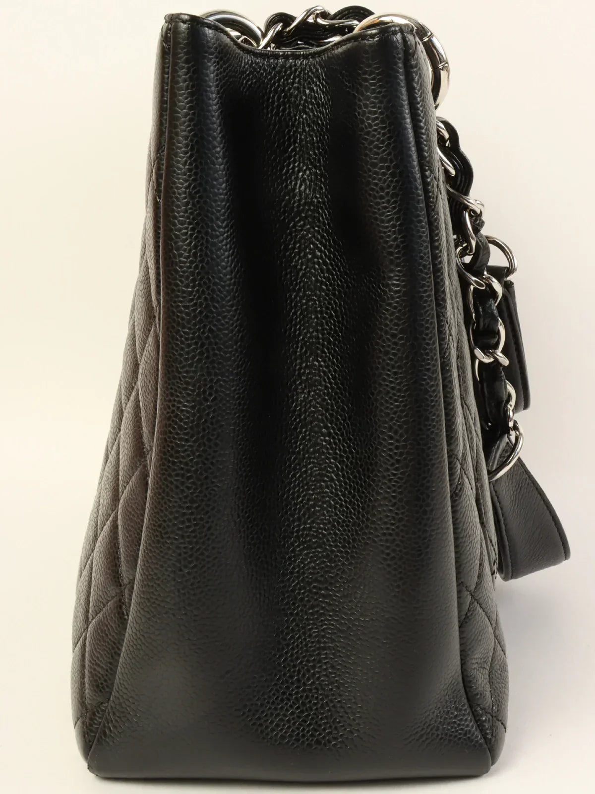 Chanel Around  Made Caviar Skin Cc Mark Stitch Chain Tote Bag Black