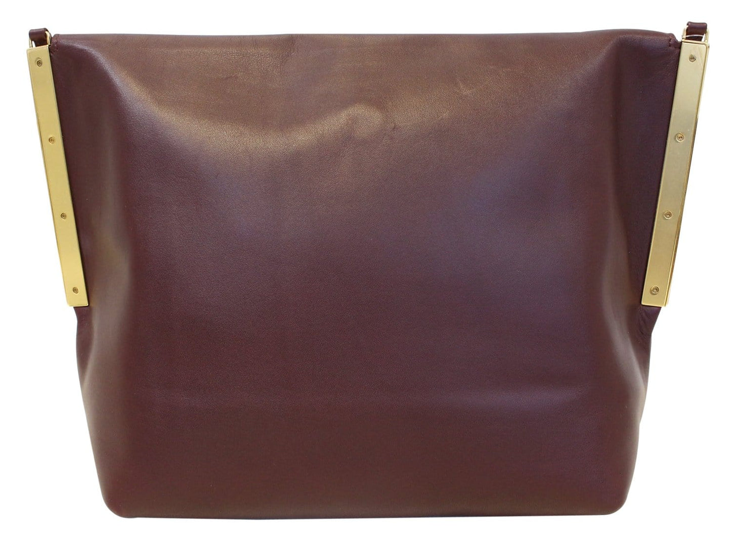 Smooth Calfskin Burgundy Clasp Shoulder Bag Flap