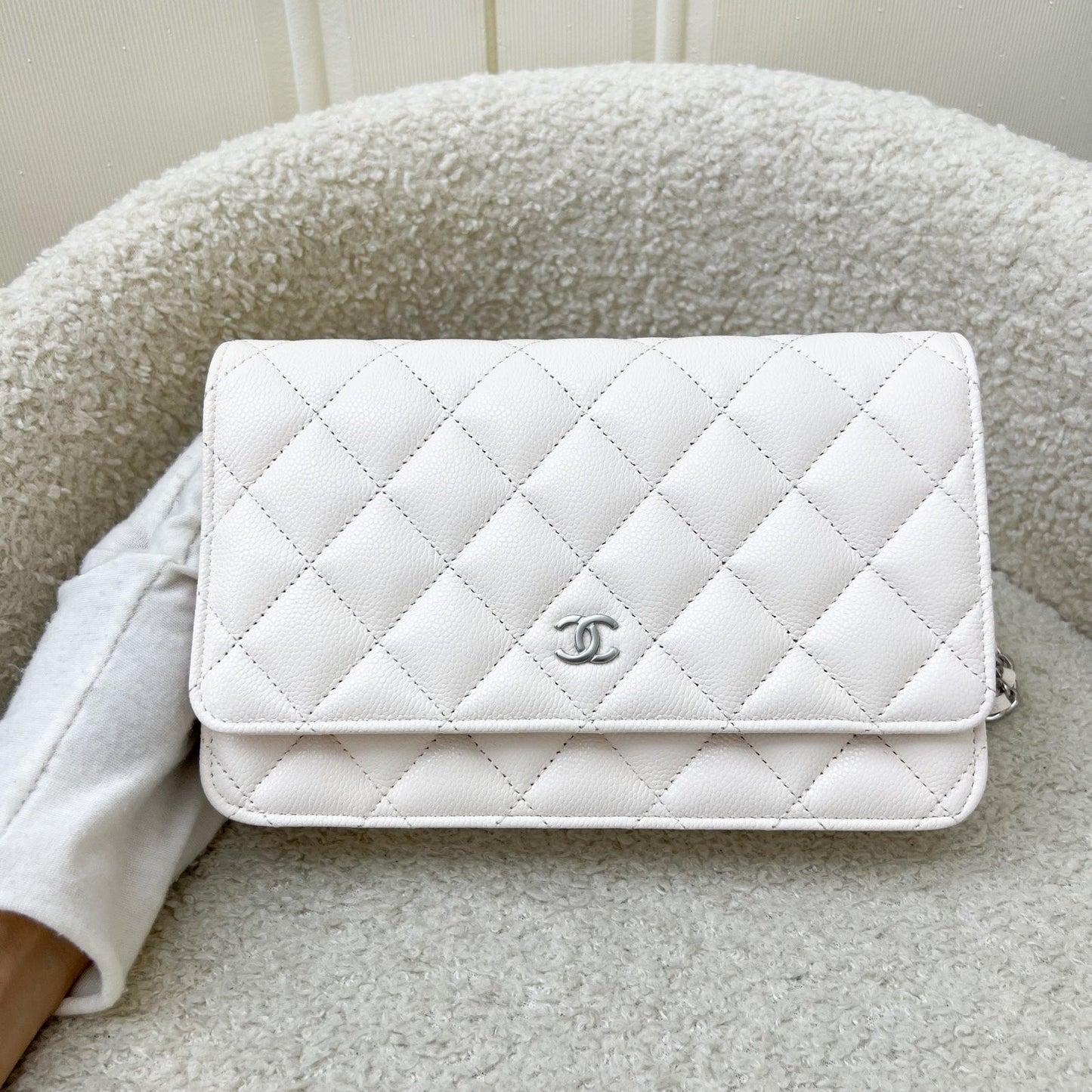 Chanel Classic Wallet On Chain Woc In White Caviar And Shw ( ) Bag