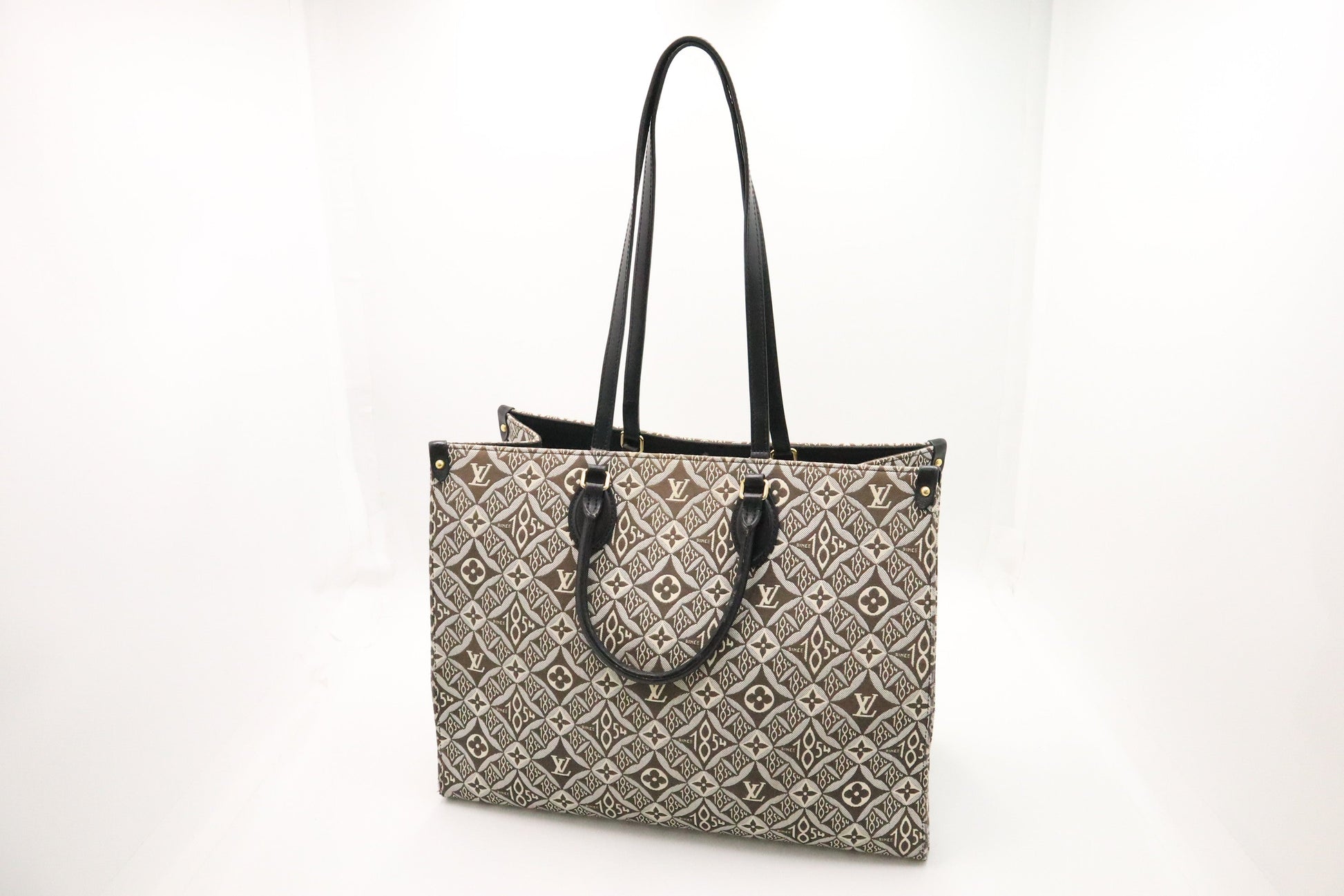 Louis Vuitton Jacquard Since OnTheGo GM Canvas Gray Handbag