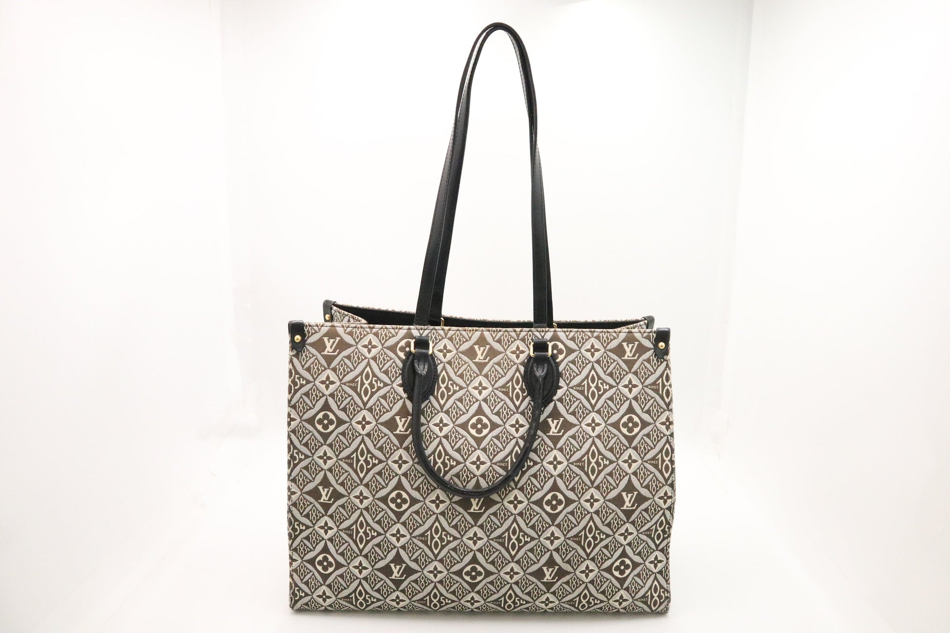 Louis Vuitton Jacquard Since OnTheGo GM Canvas Gray Handbag