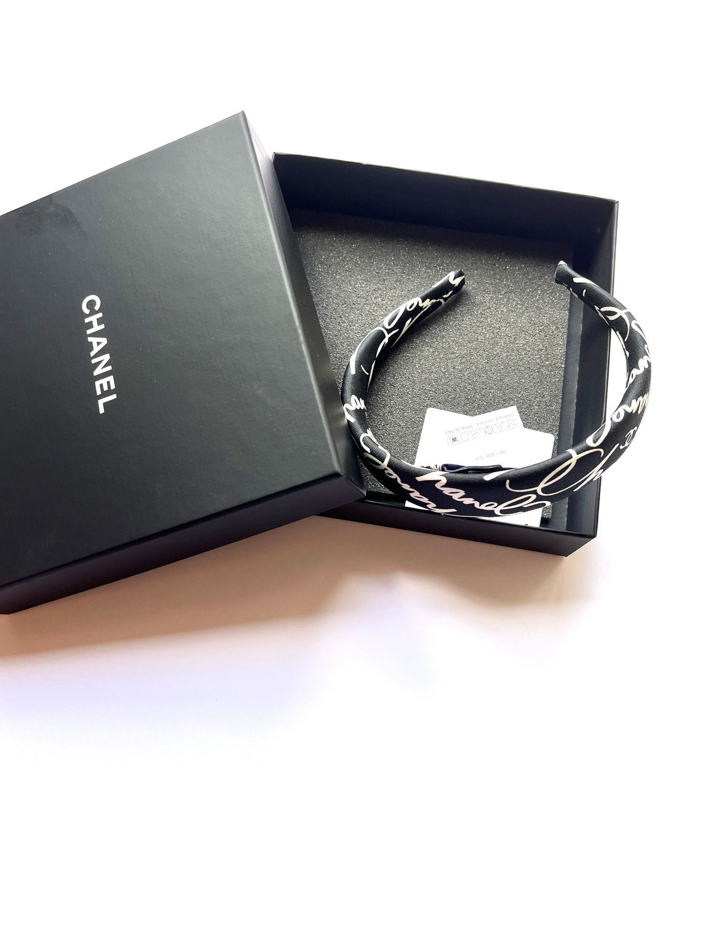 Chanel 24P Black White Ecru Silk Twill Print Headband Handbag
