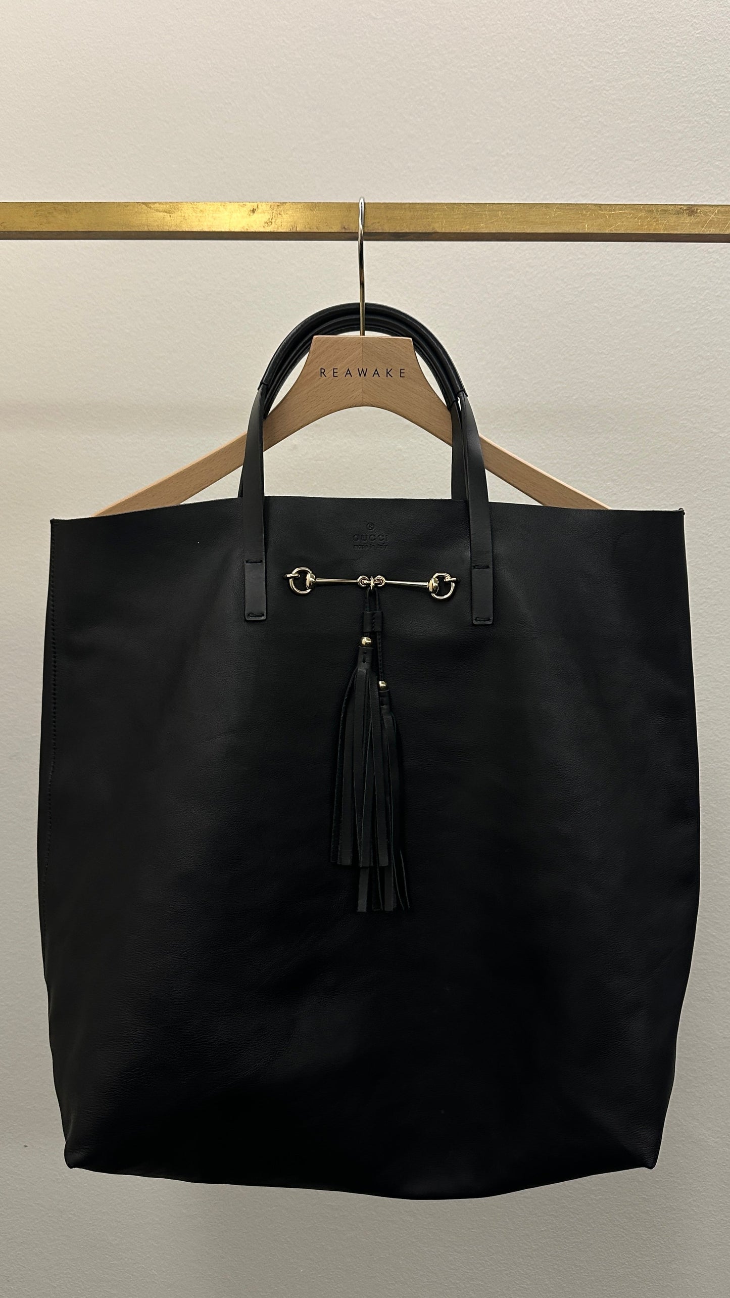 GUCCI Park Avenue Tassel Tote Bag Black