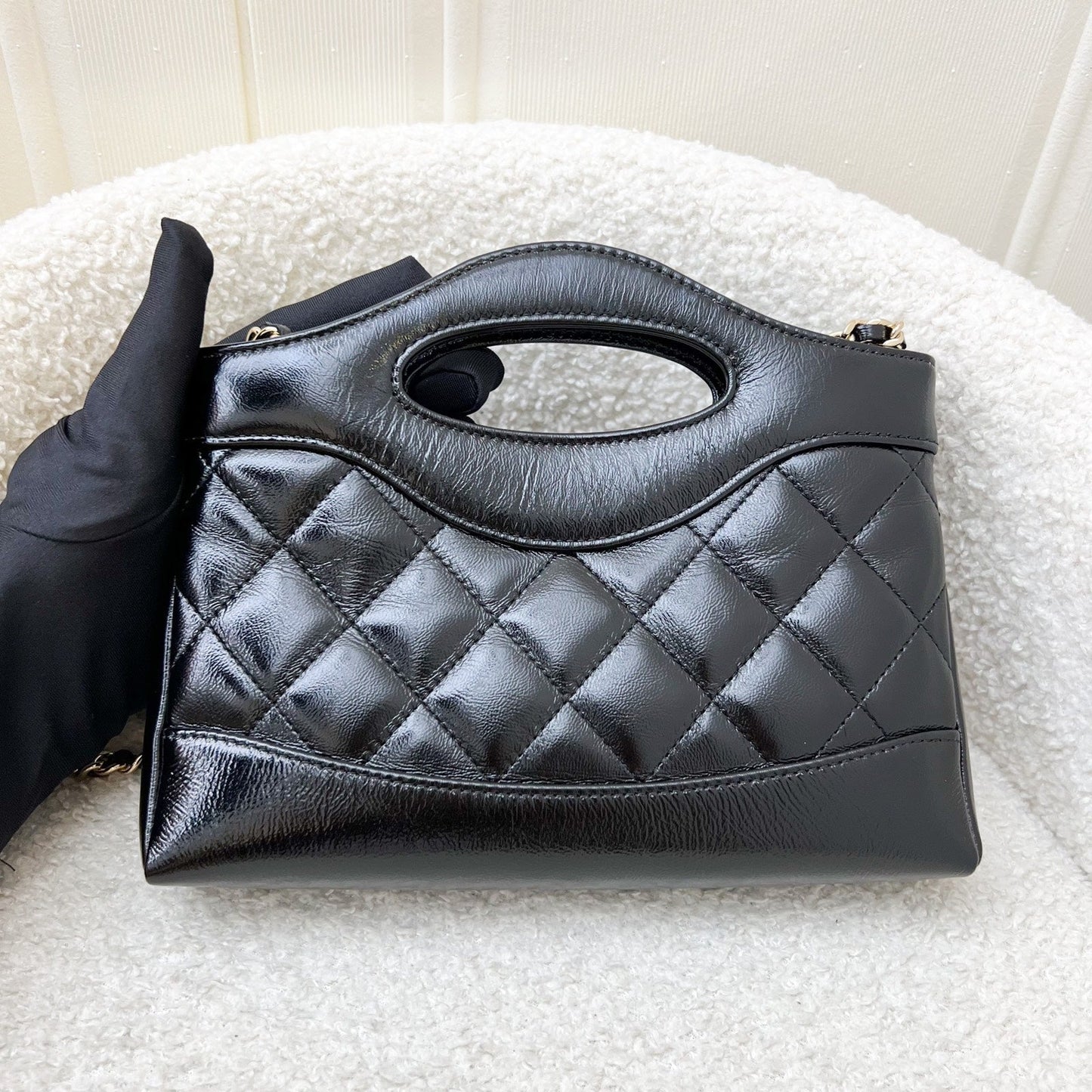 Chanel 31 Nano Shopping Bag in Black Shiny Calfskin and Lghw ( )