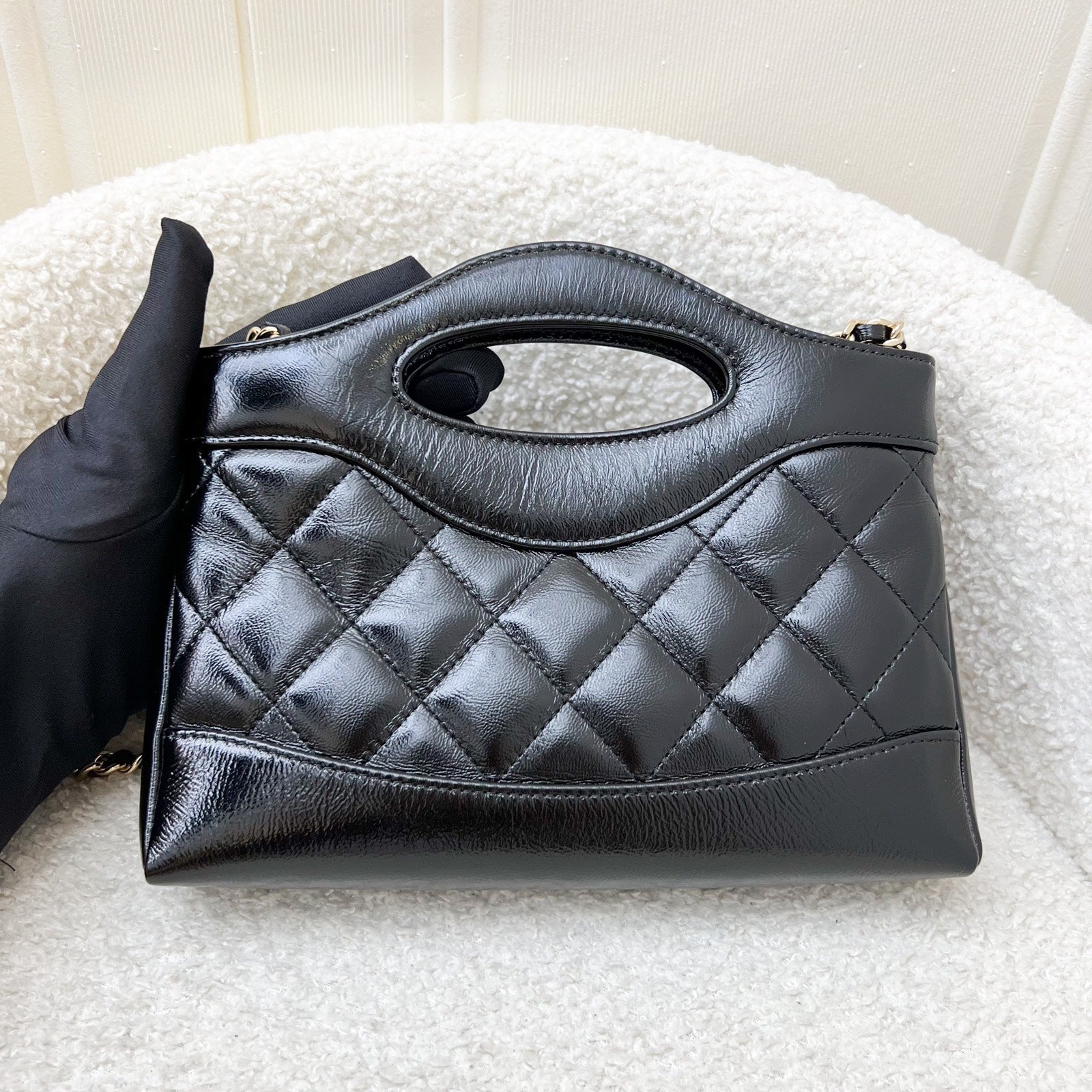 Chanel 31 Nano Shopping Bag in Black Shiny Calfskin and Lghw ( )