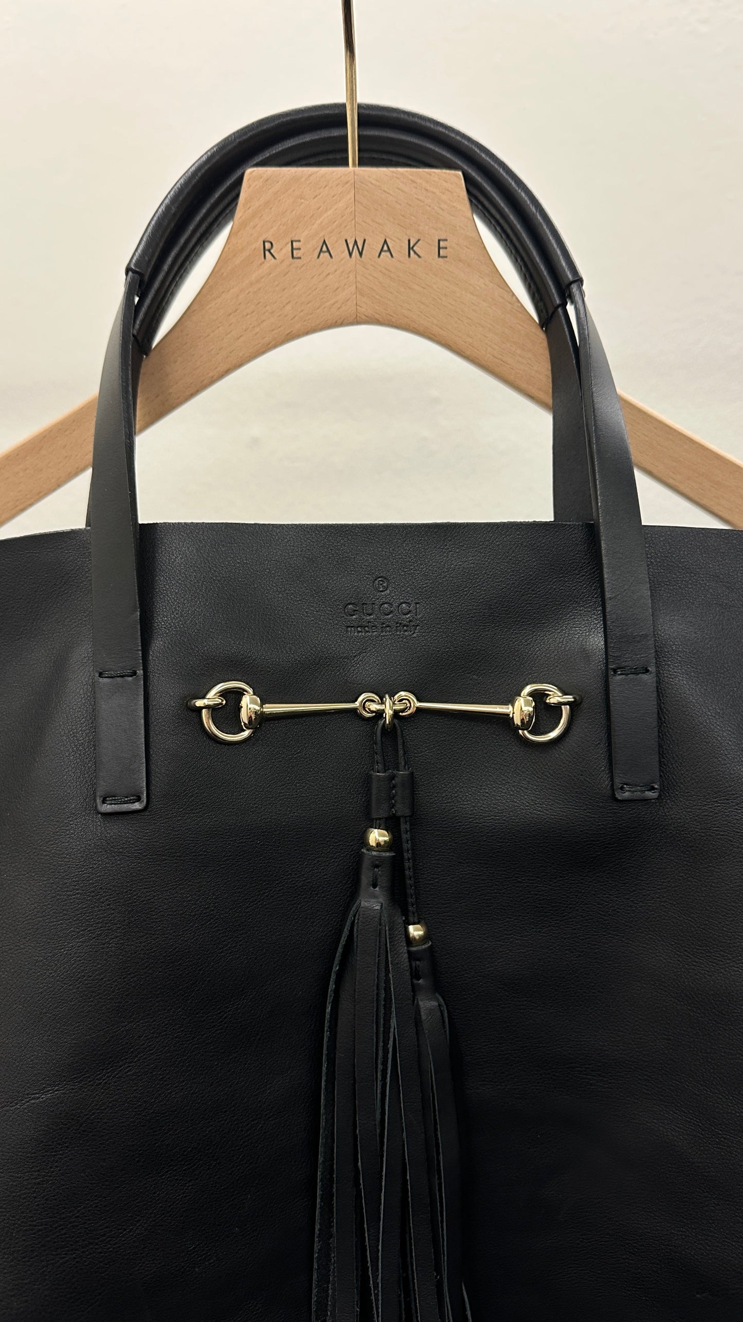 GUCCI Park Avenue Tassel Tote Bag Black