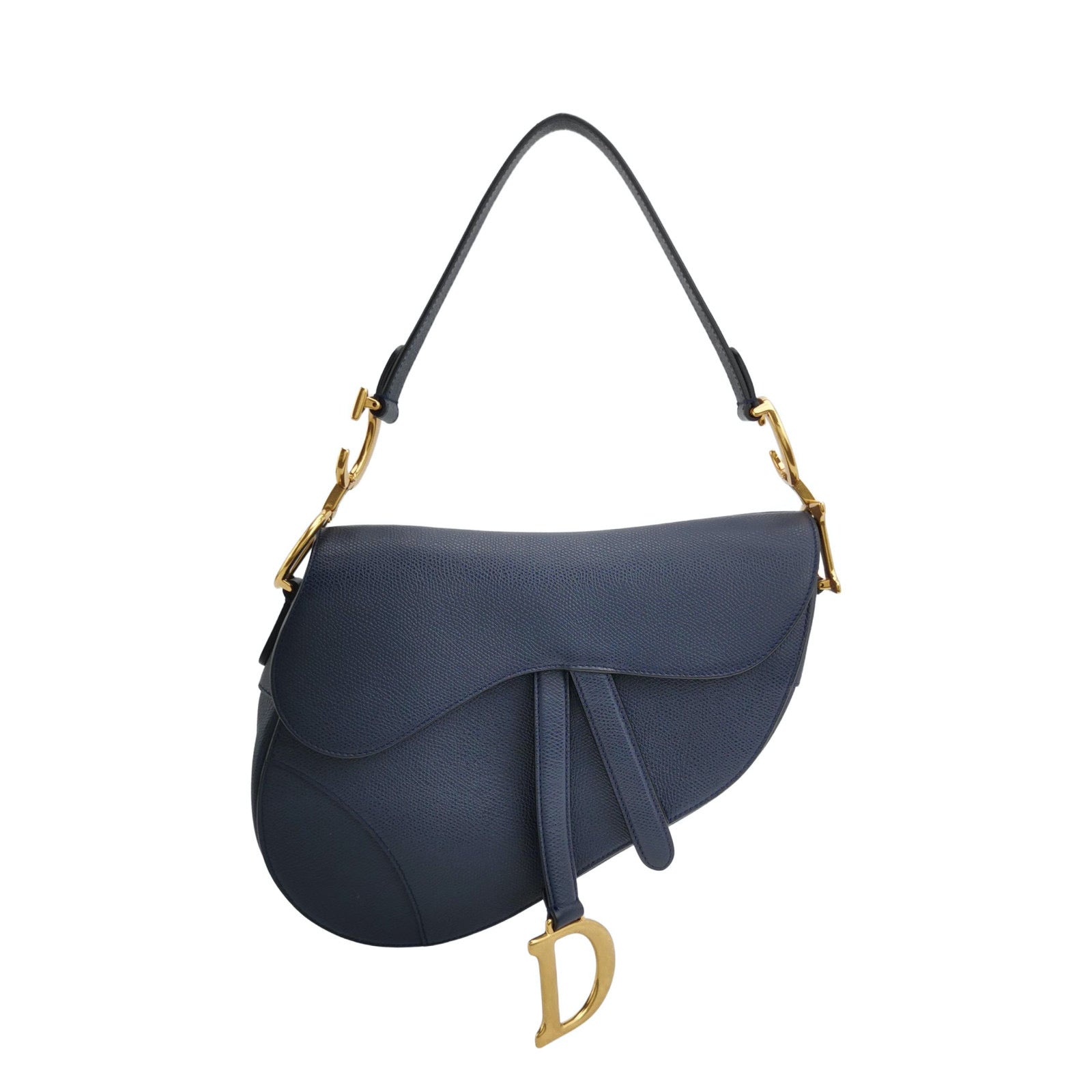 Dior Saddle Navy Grained Handbag Leather Medium Travel Bag