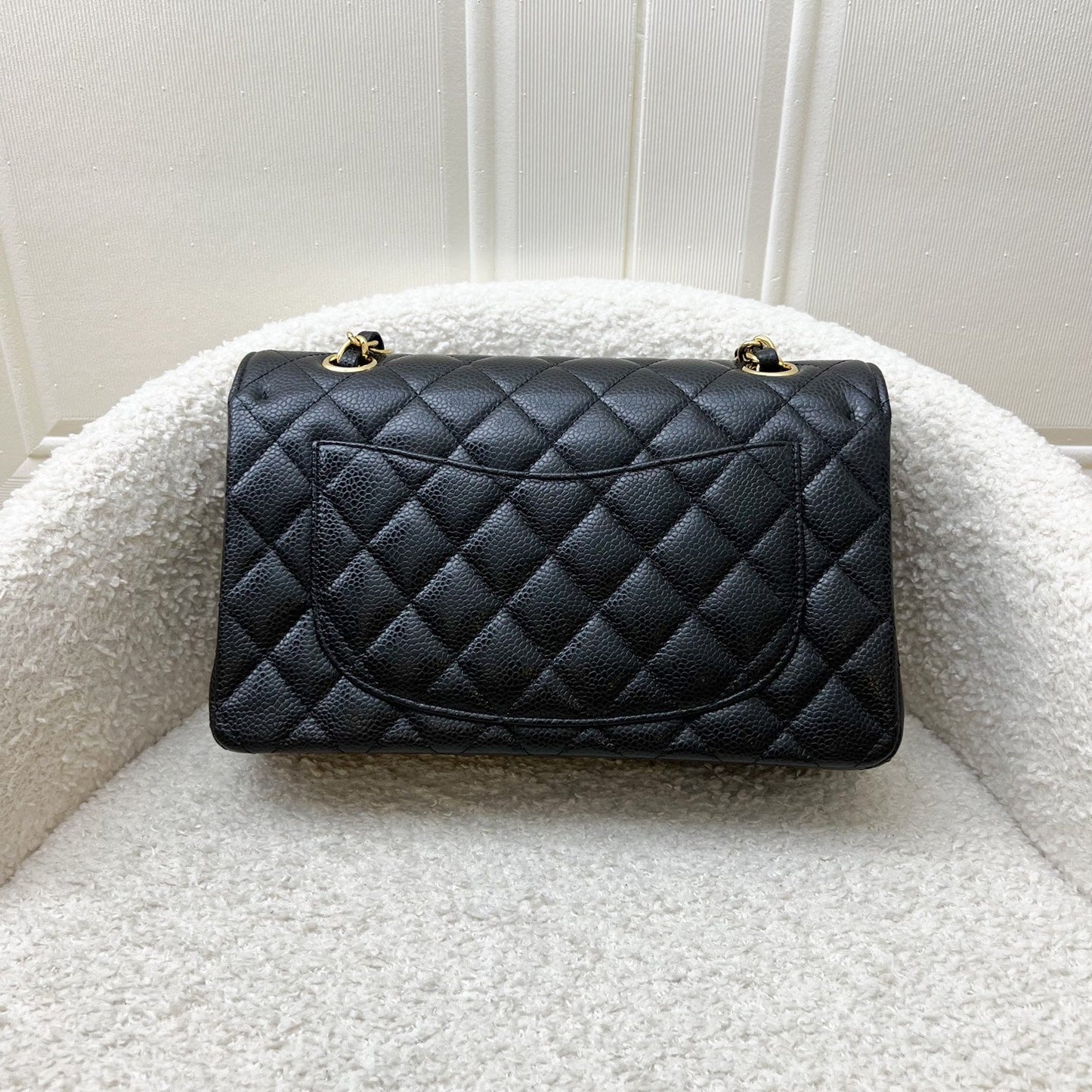 Chanel Small Classic Flap CF in Black Caviar and GHW (Model: A01113)