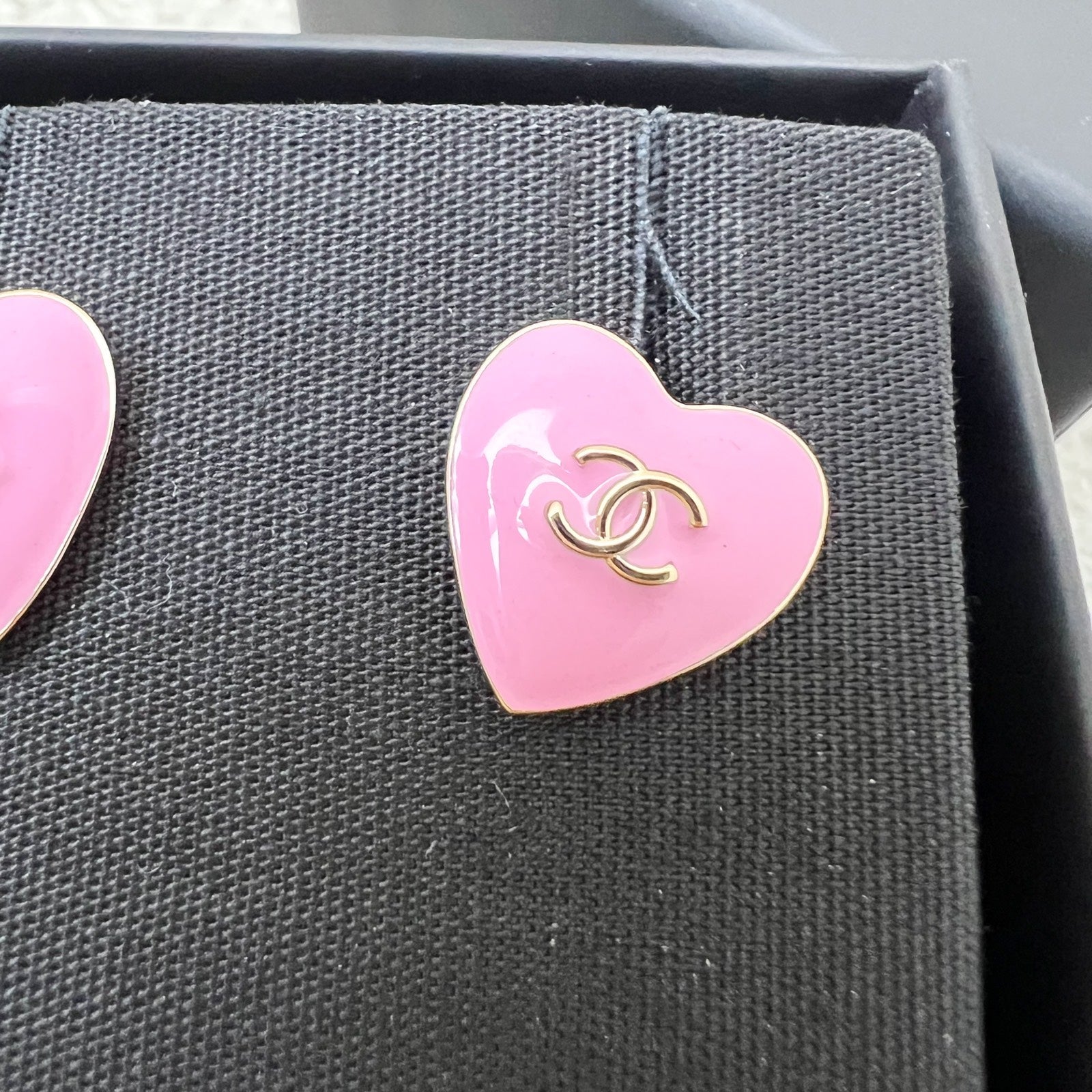 Chanel 25B Pink Hearts Earrings and Lghw