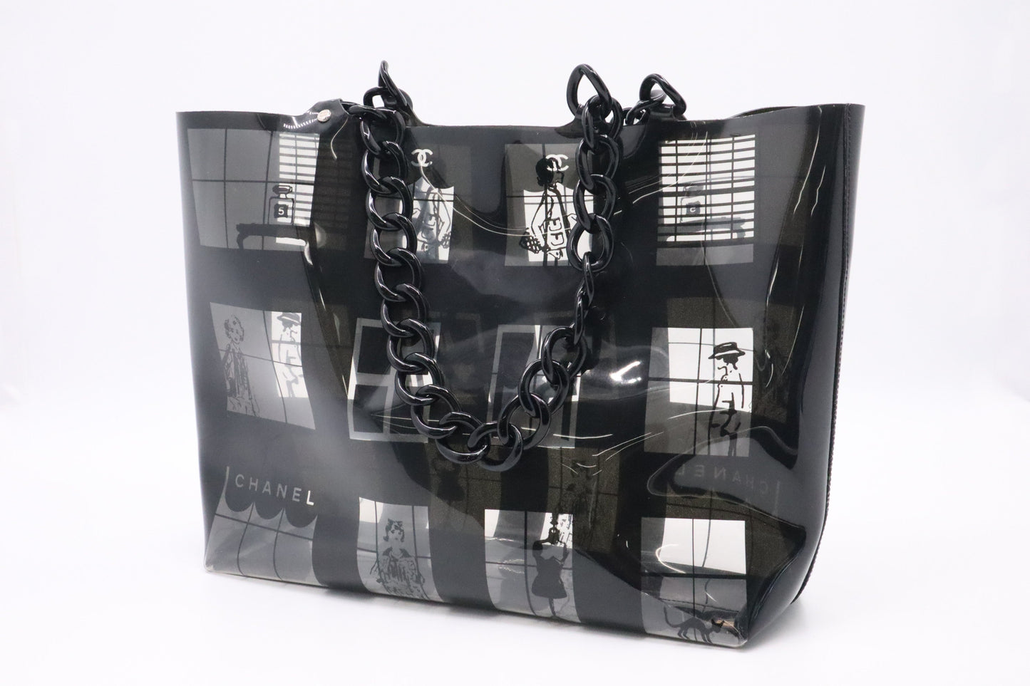 Chanel Window & Clear Vinyl Black Tote Bag