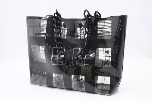 Chanel Window & Clear Vinyl Black Tote Bag