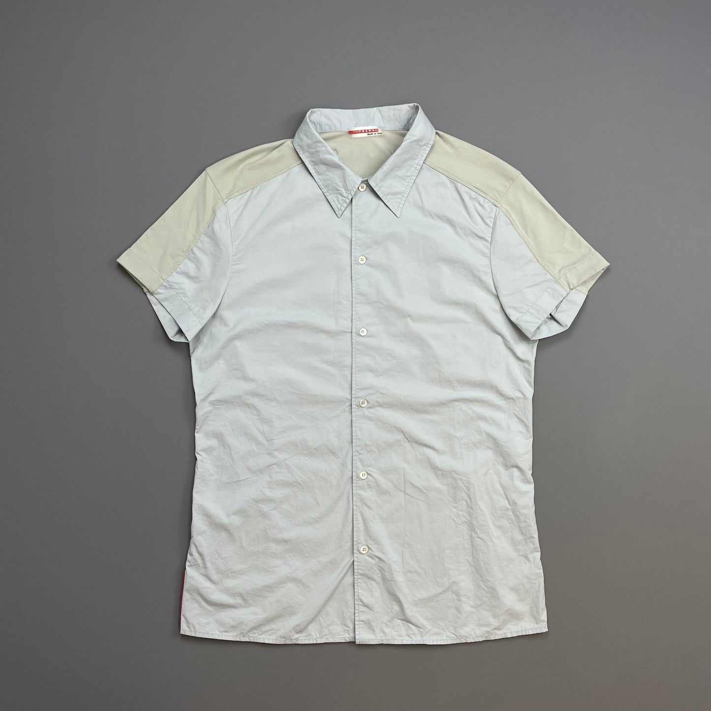 Prada Handbag Sport Light 00s Panelled Short Sleeve Button-Up Blue