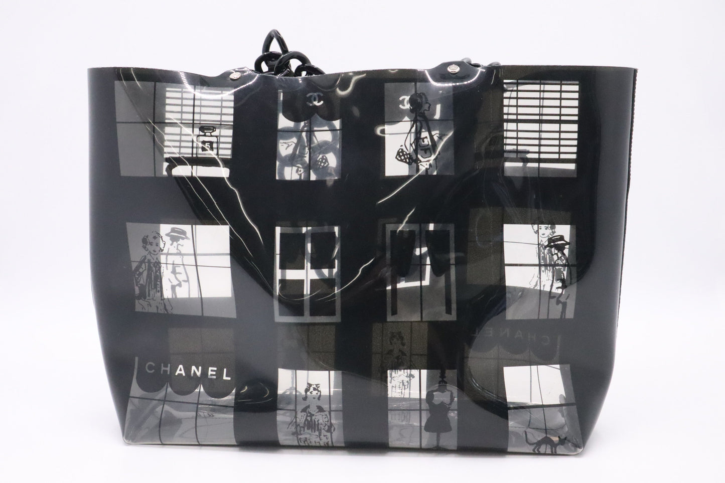 Chanel Window & Clear Vinyl Black Tote Bag