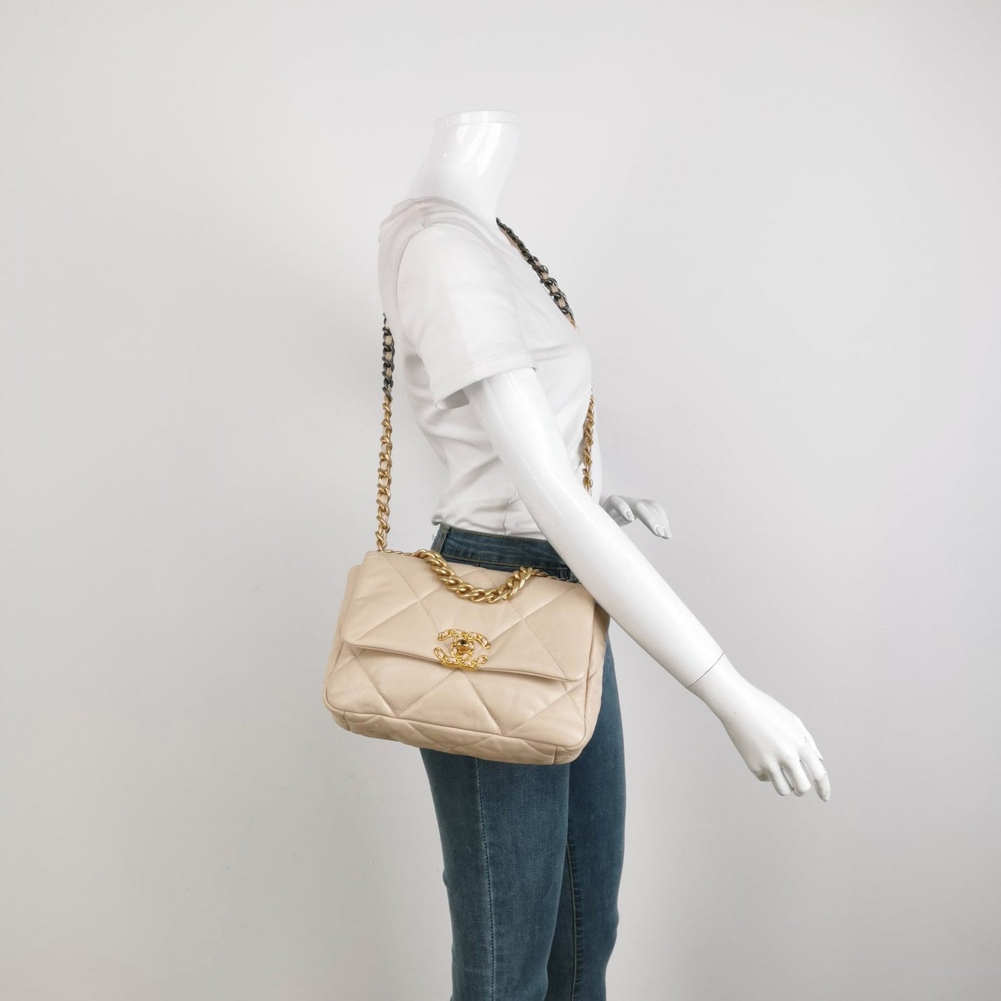 Chanel 19 Beige Small Crossbody Bag