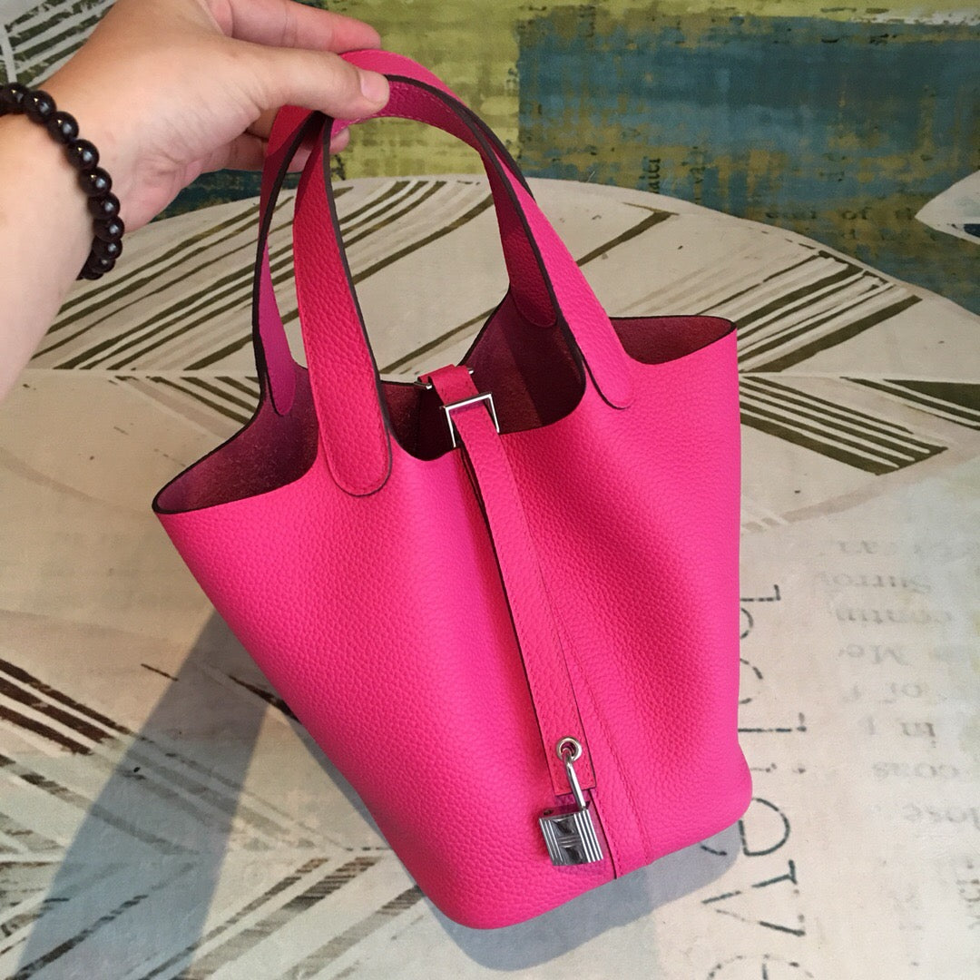 Top Quality Picotin Lock Clementop Quality Palladium Pink Travel Bag