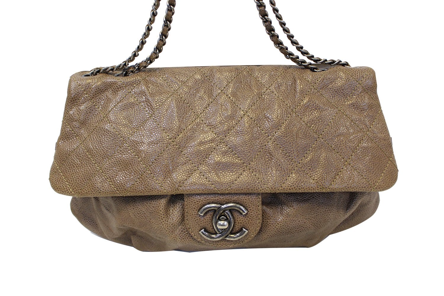 Chanel Cc Flap Dark Caviar Shoulder Bag Leather Brown Crossbody Bag