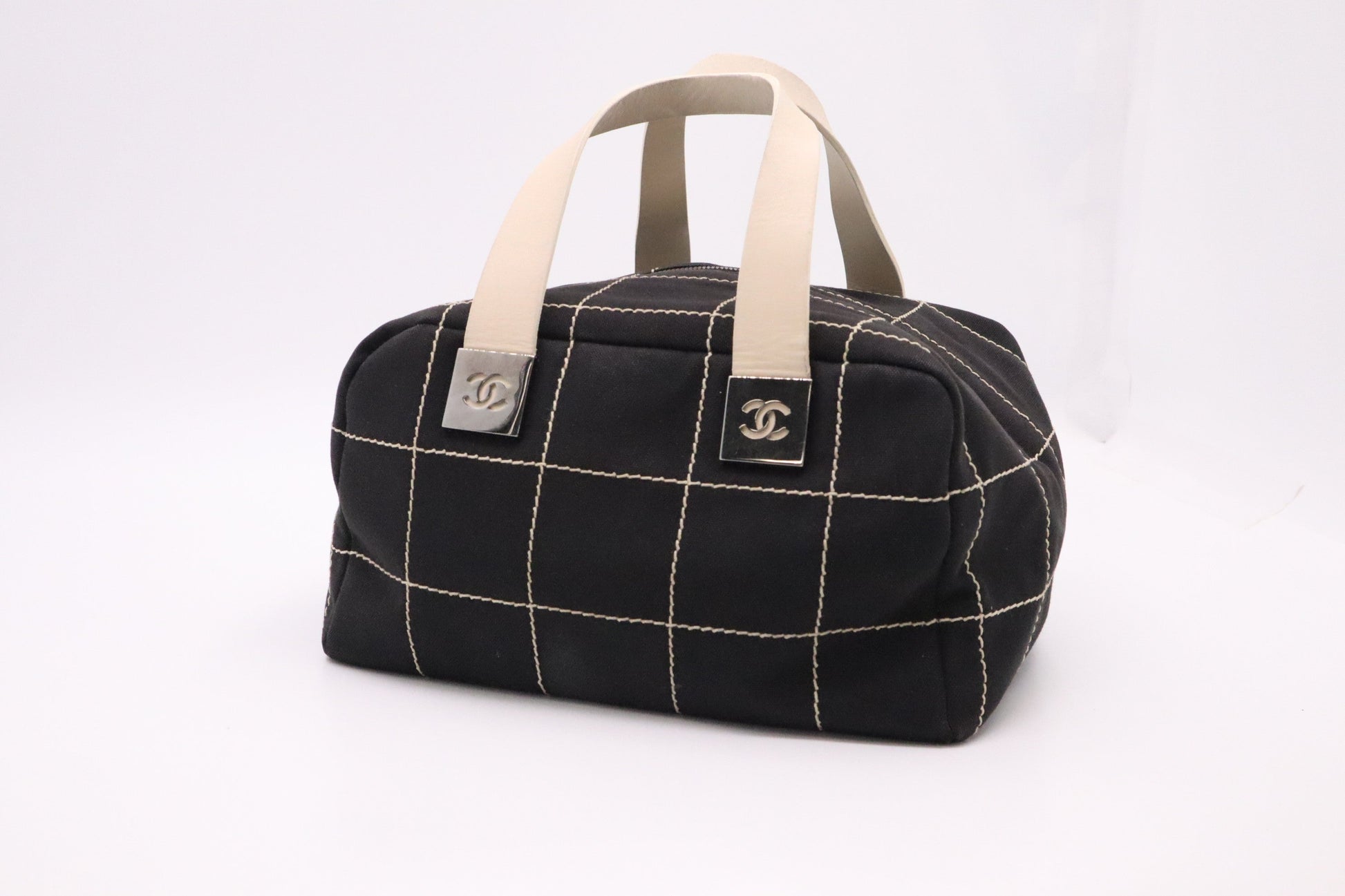 Chanel Chocolate Bar Black Canvas Handbag