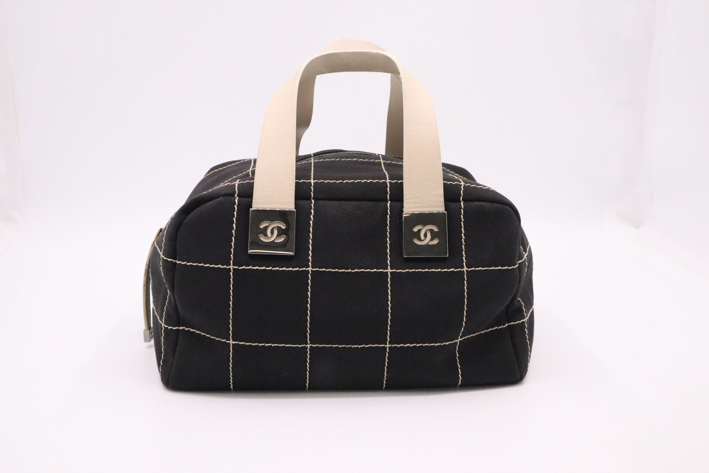 Chanel Chocolate Bar Black Canvas Handbag