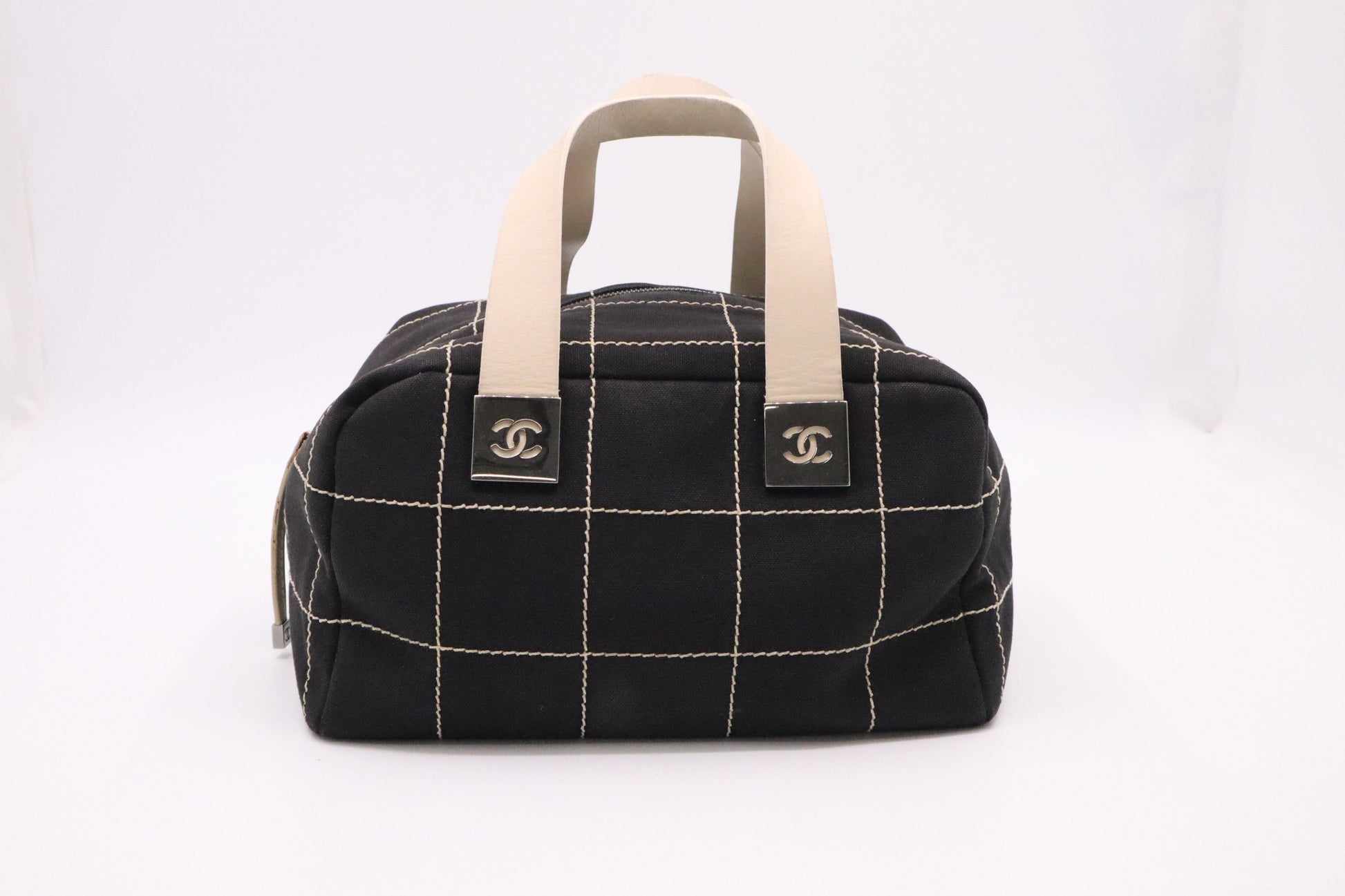 Chanel Chocolate Bar Black Canvas Handbag