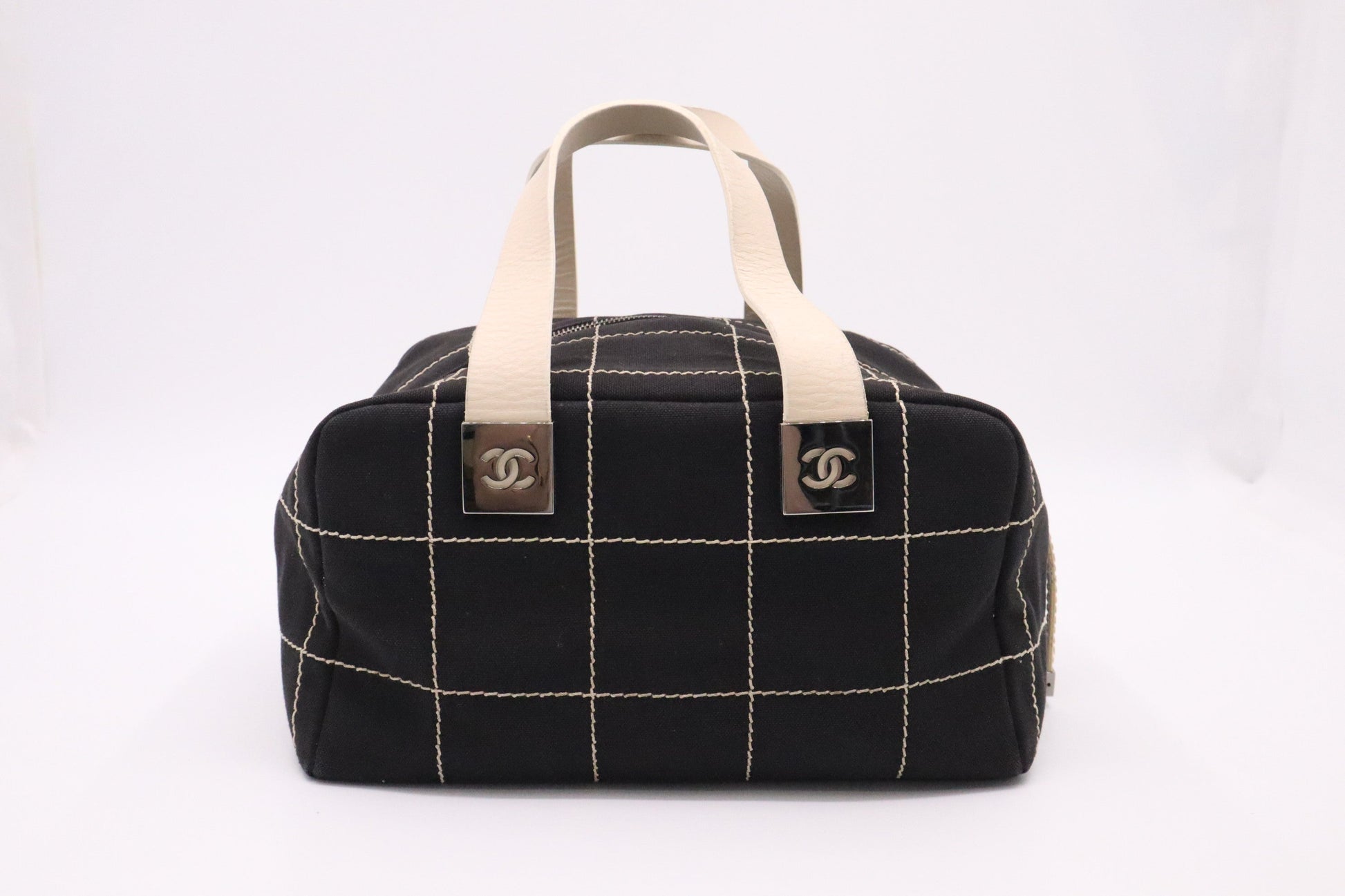 Chanel Chocolate Bar Black Canvas Handbag