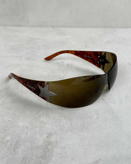 Prada Handbag 's Wrap Around Star Sunglasses Brown