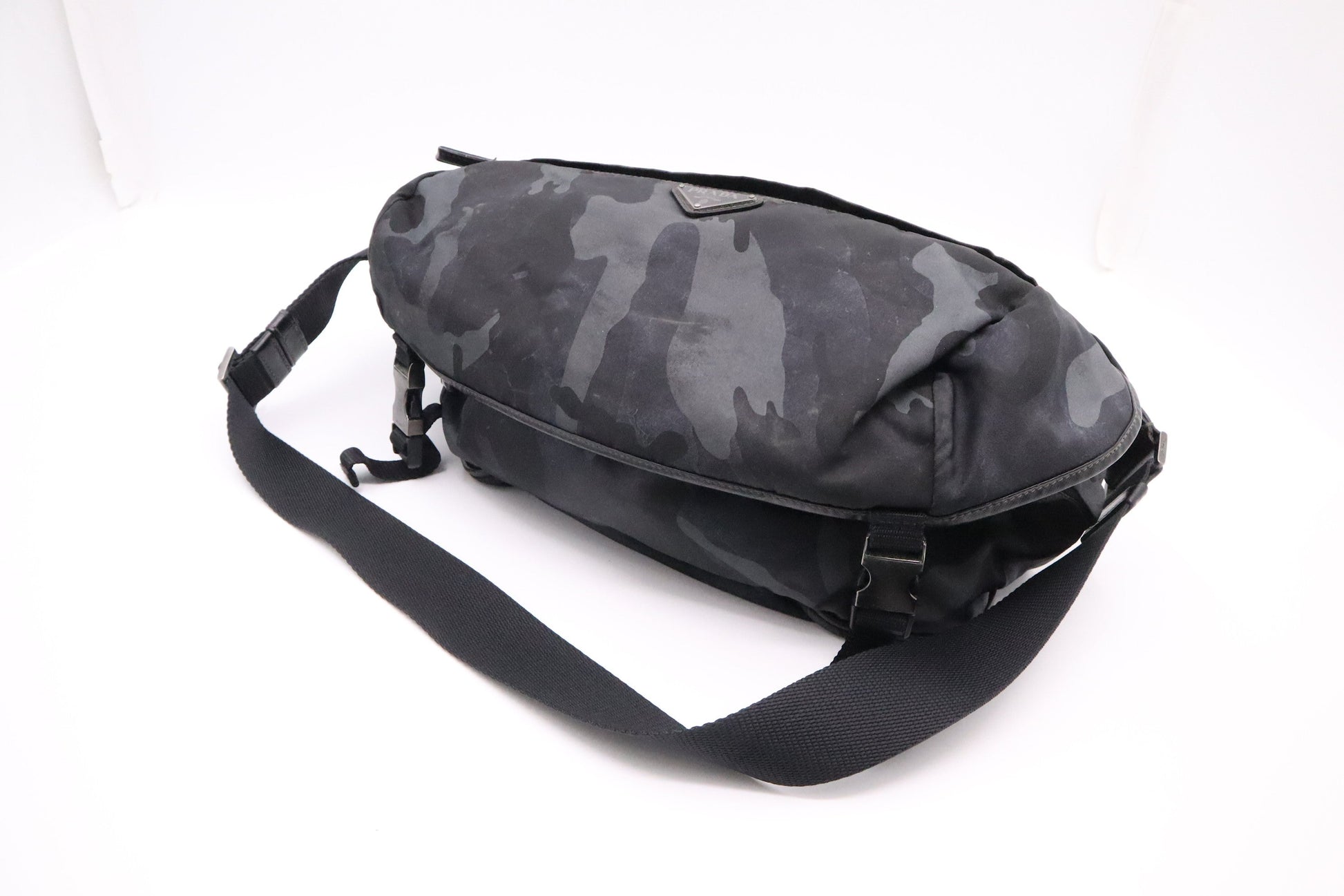 Prada Waist Bag In Camouflage Nylon Black Travel Bag