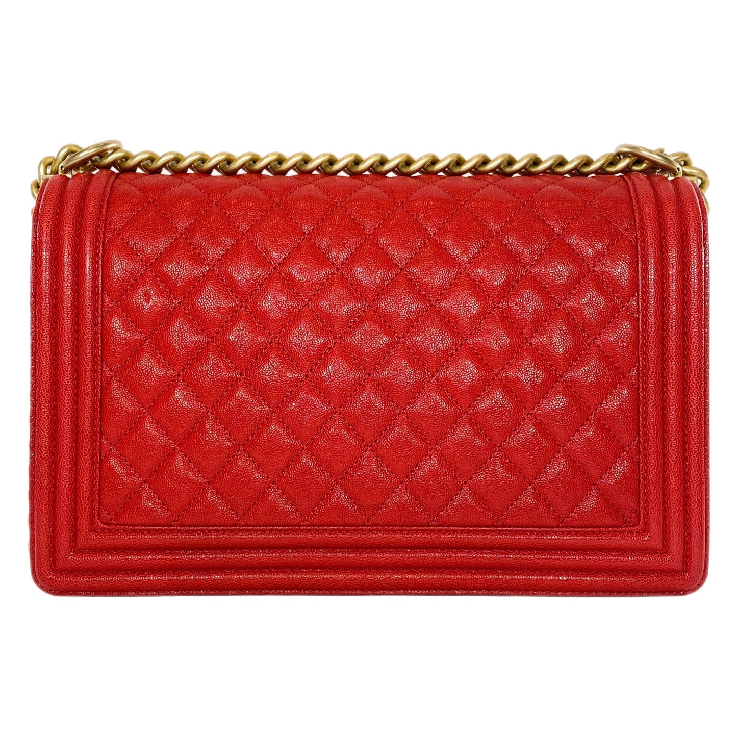 Chanel Red Caviar New Medium Boy Bag