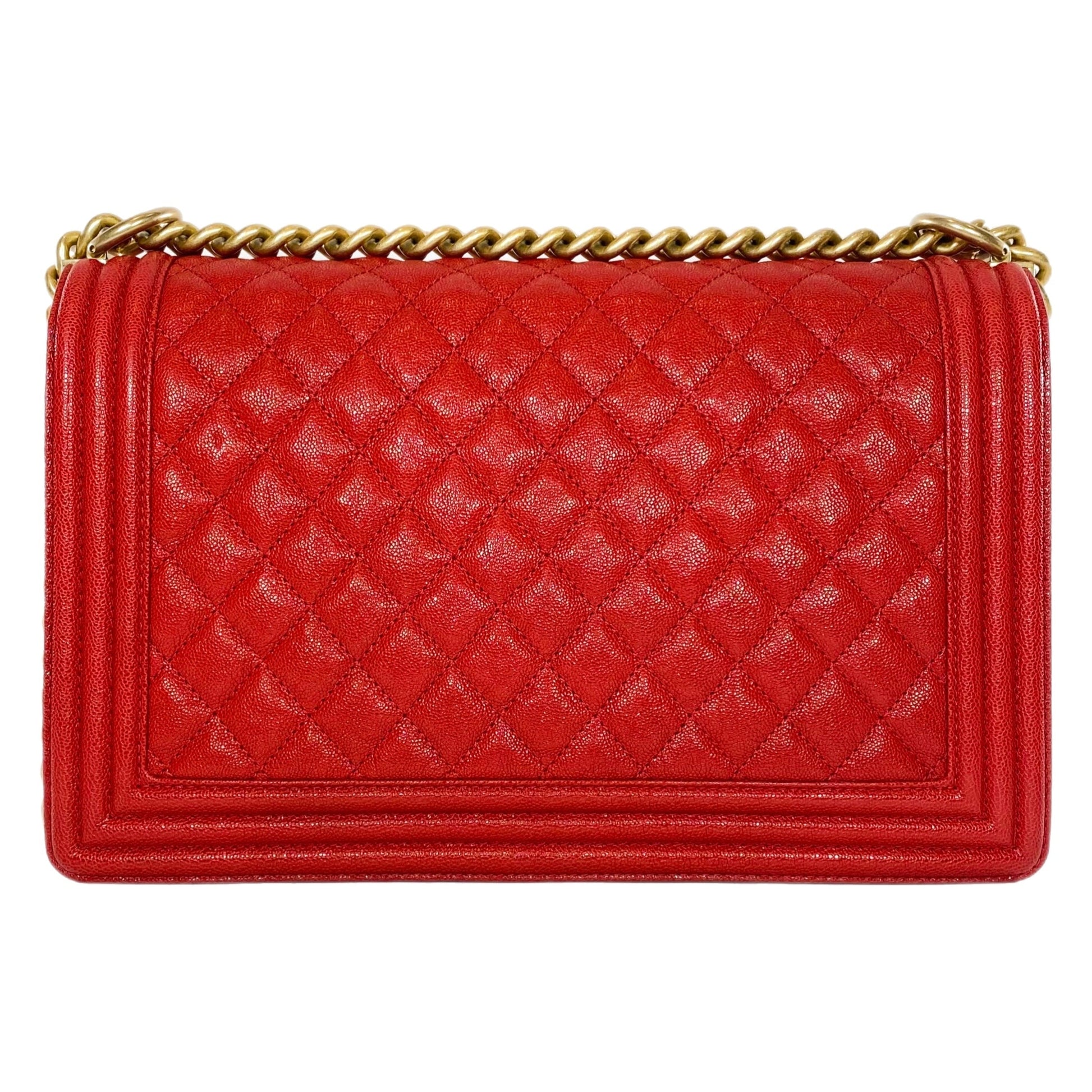 Chanel Red Caviar New Medium Boy Bag