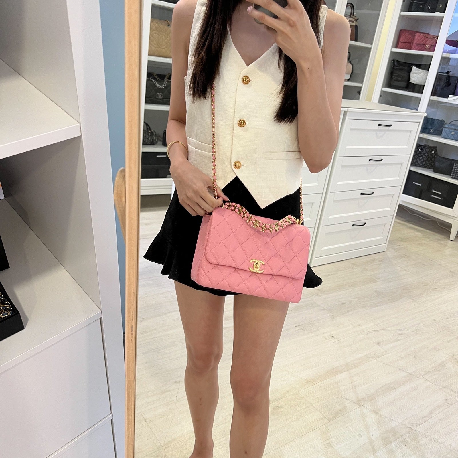 Chanel 22K Coco First Small Flap in Pink Caviar and Lghw ( ) Handbag