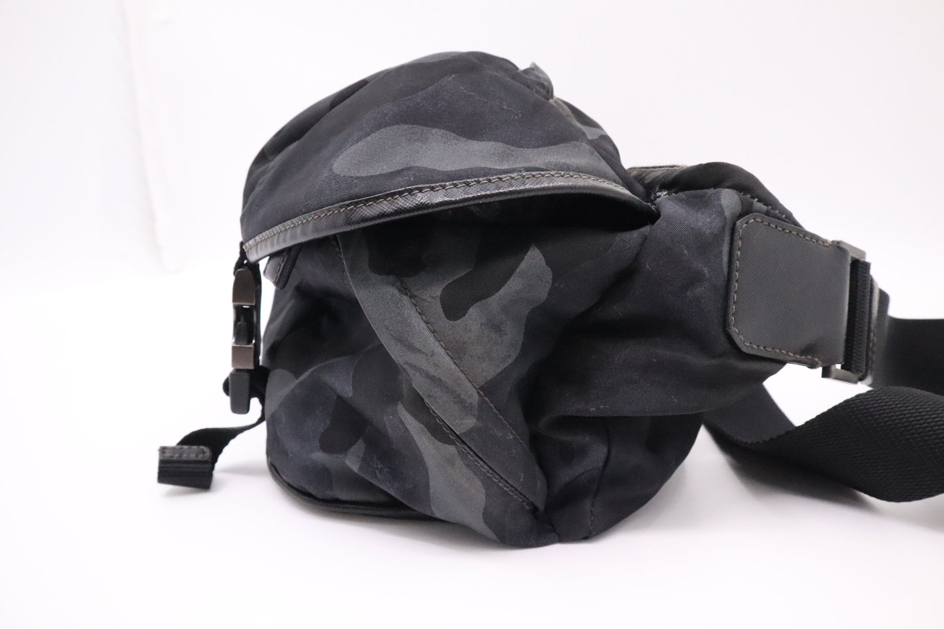 Prada Waist Bag In Camouflage Nylon Black Travel Bag