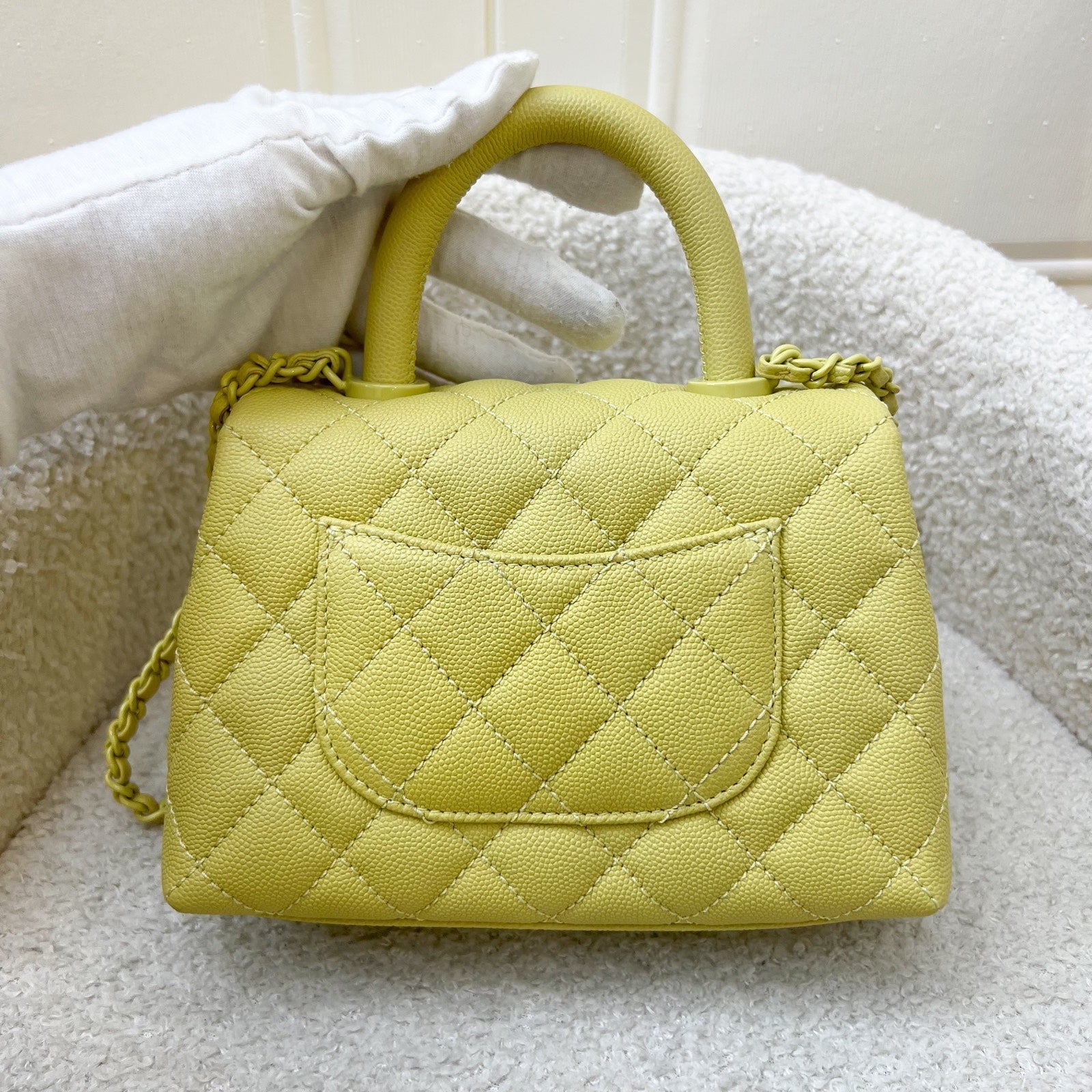 Chanel Mini Coco Handle In Yellow Caviar And Yellow Coated Hw ( ) Bag