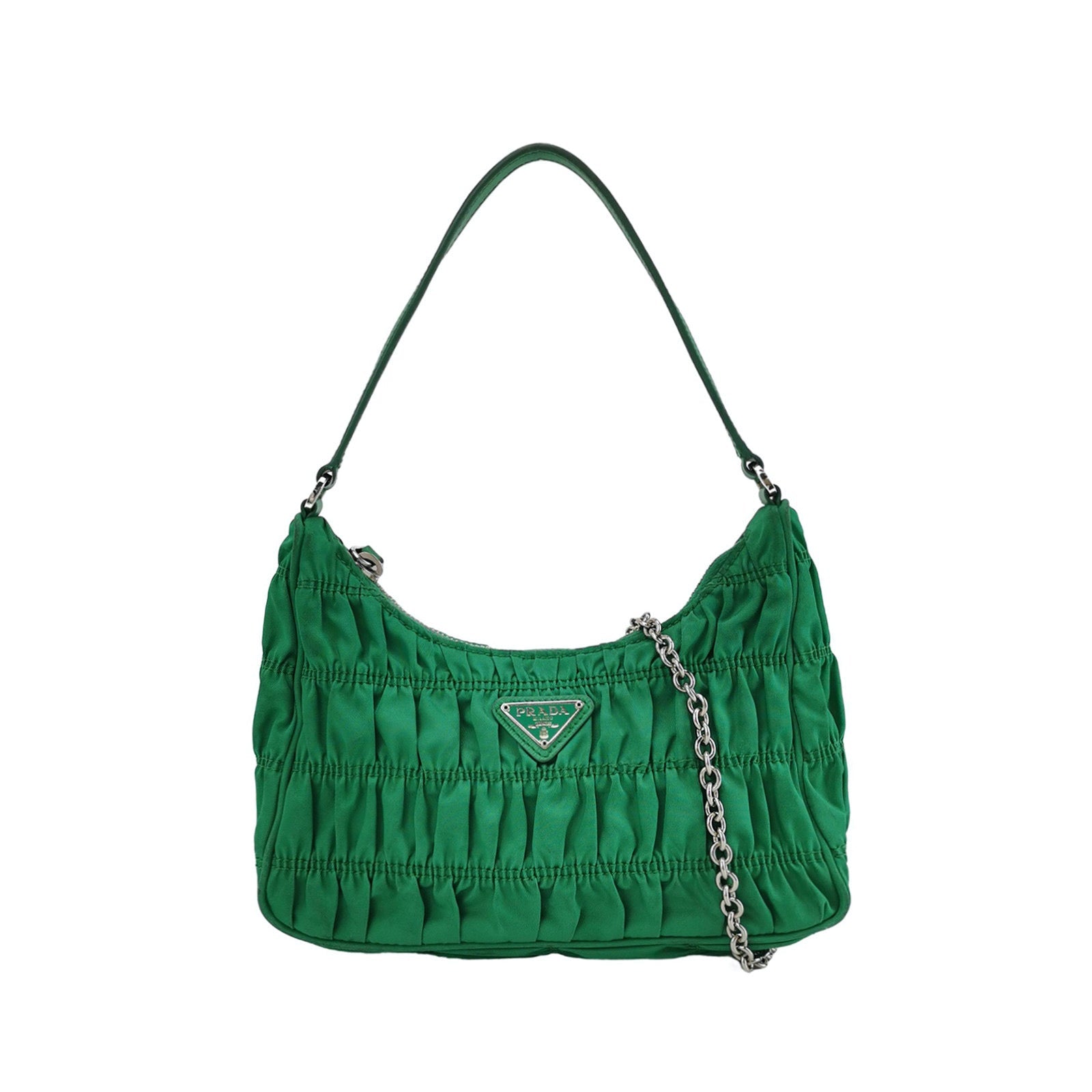 Prada Tessuto Gaufre Hobo Shoulder Bag Mint Nylon Green